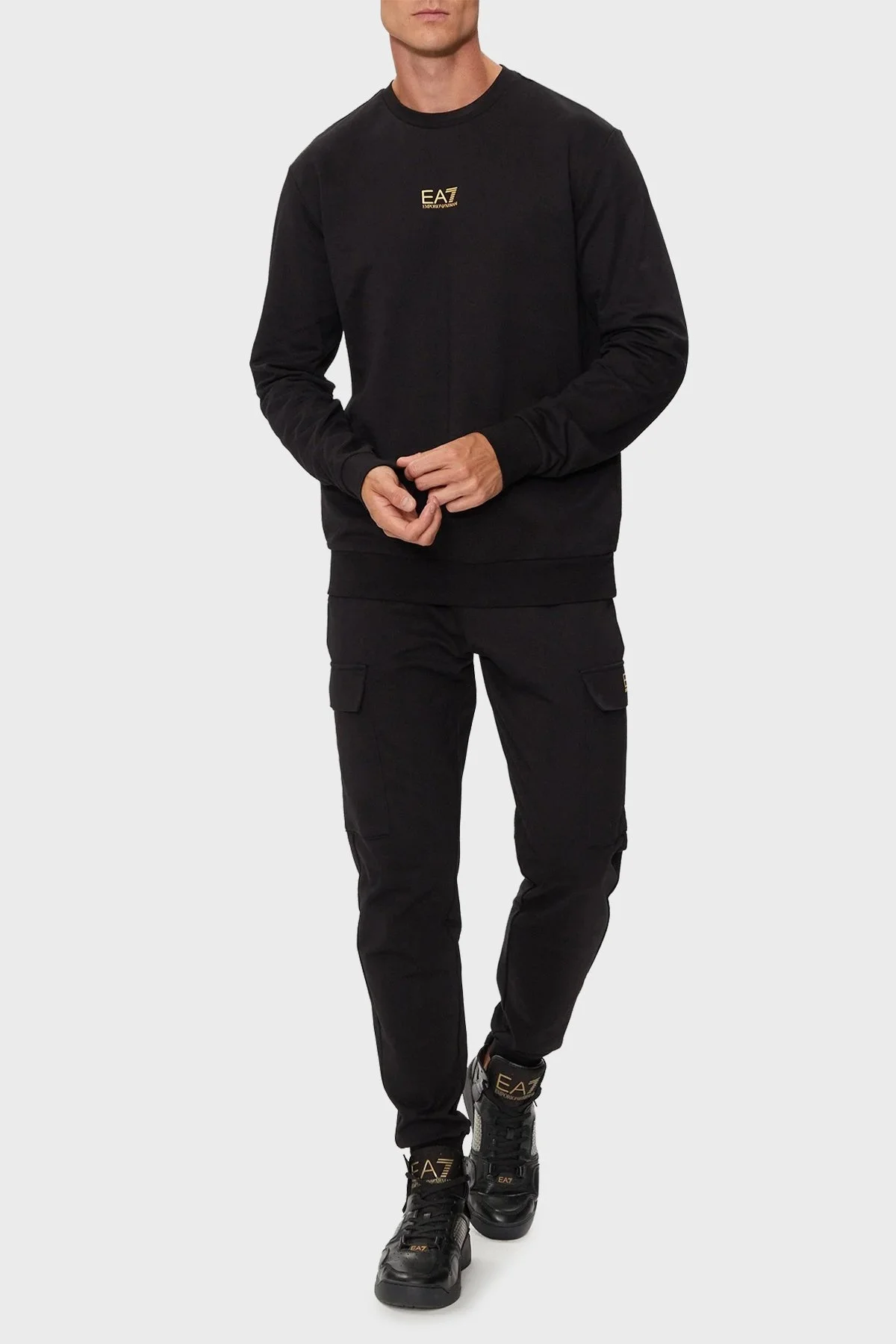 EA7 % 100 Pamuklu Bisiklet Yaka Erkek Sweat 8NPM30 PJVRZ 0208 SİYAH - 2