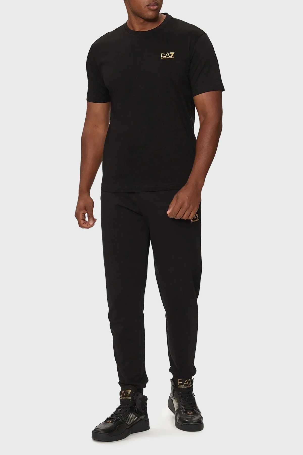 EA7 % 100 Pamuklu Bisiklet Yaka Erkek T Shirt 8NPT25 PJVPZ 0208 SİYAH - 3