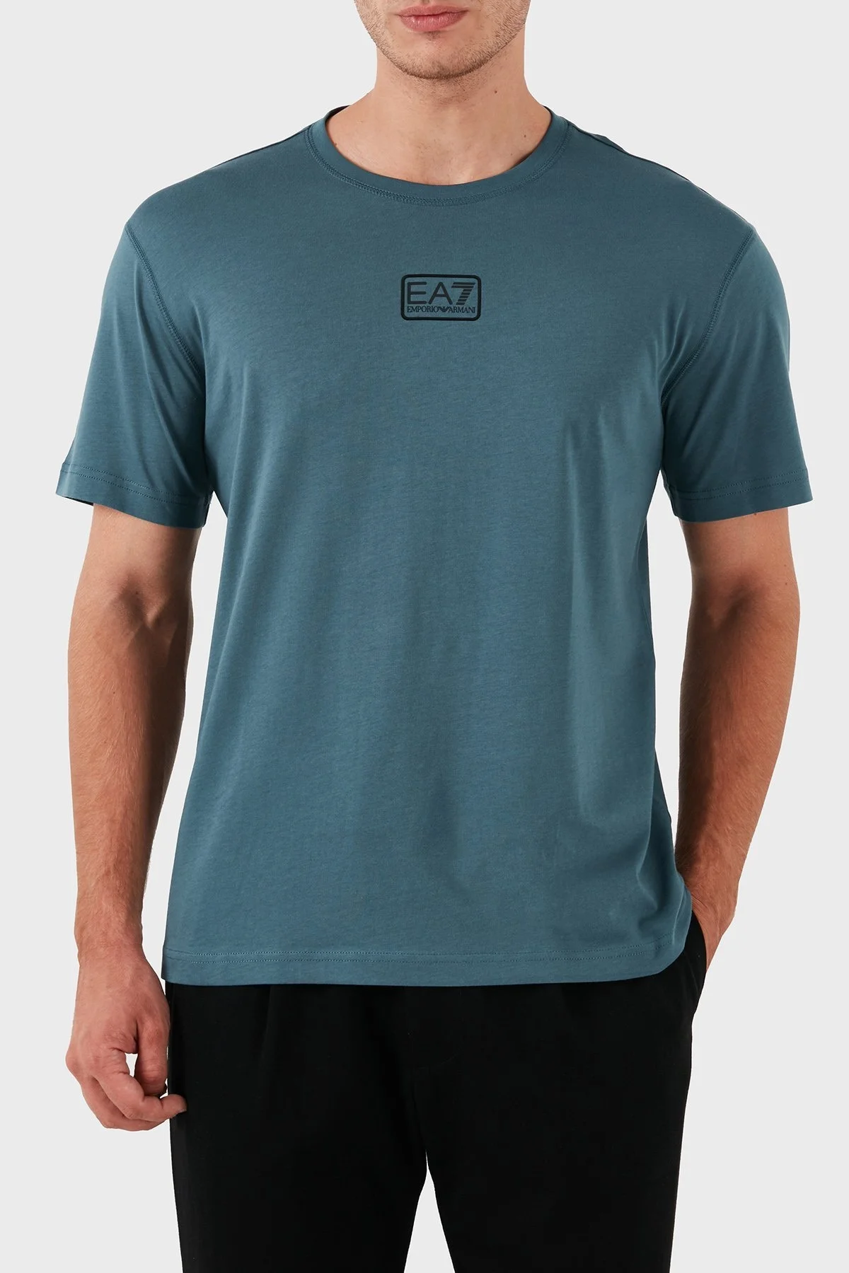 EA7 % 100 Pamuklu Bisiklet Yaka Regular Fit Erkek T Shirt 3DPT05 PJ02Z 1821 PETROL - 6