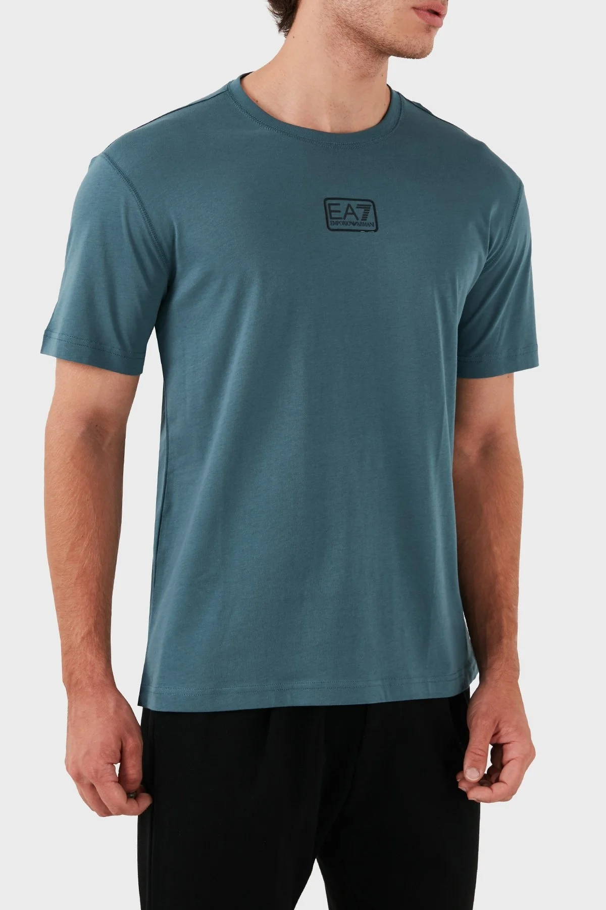 EA7 % 100 Pamuklu Bisiklet Yaka Regular Fit Erkek T Shirt 3DPT05 PJ02Z 1821 PETROL - 7