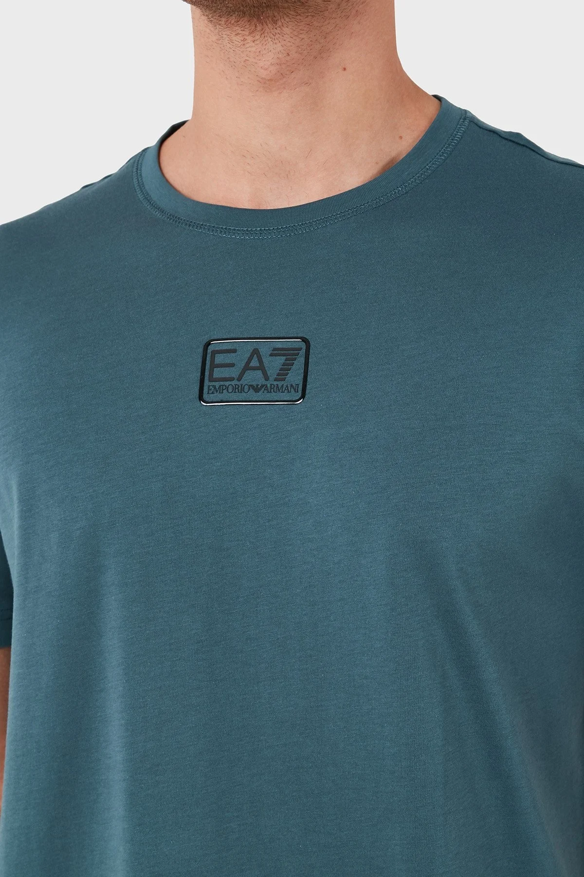 EA7 % 100 Pamuklu Bisiklet Yaka Regular Fit Erkek T Shirt 3DPT05 PJ02Z 1821 PETROL - 10