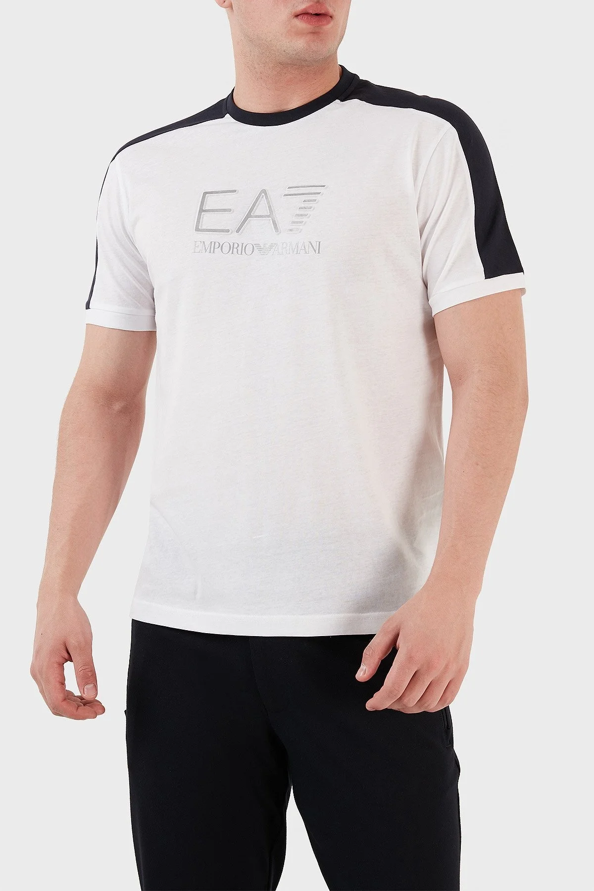 EA7 % 100 Pamuklu Regular Fit Bisiklet Yaka Erkek T Shirt 6LPT06 PJ02Z 1100 BEYAZ - 1