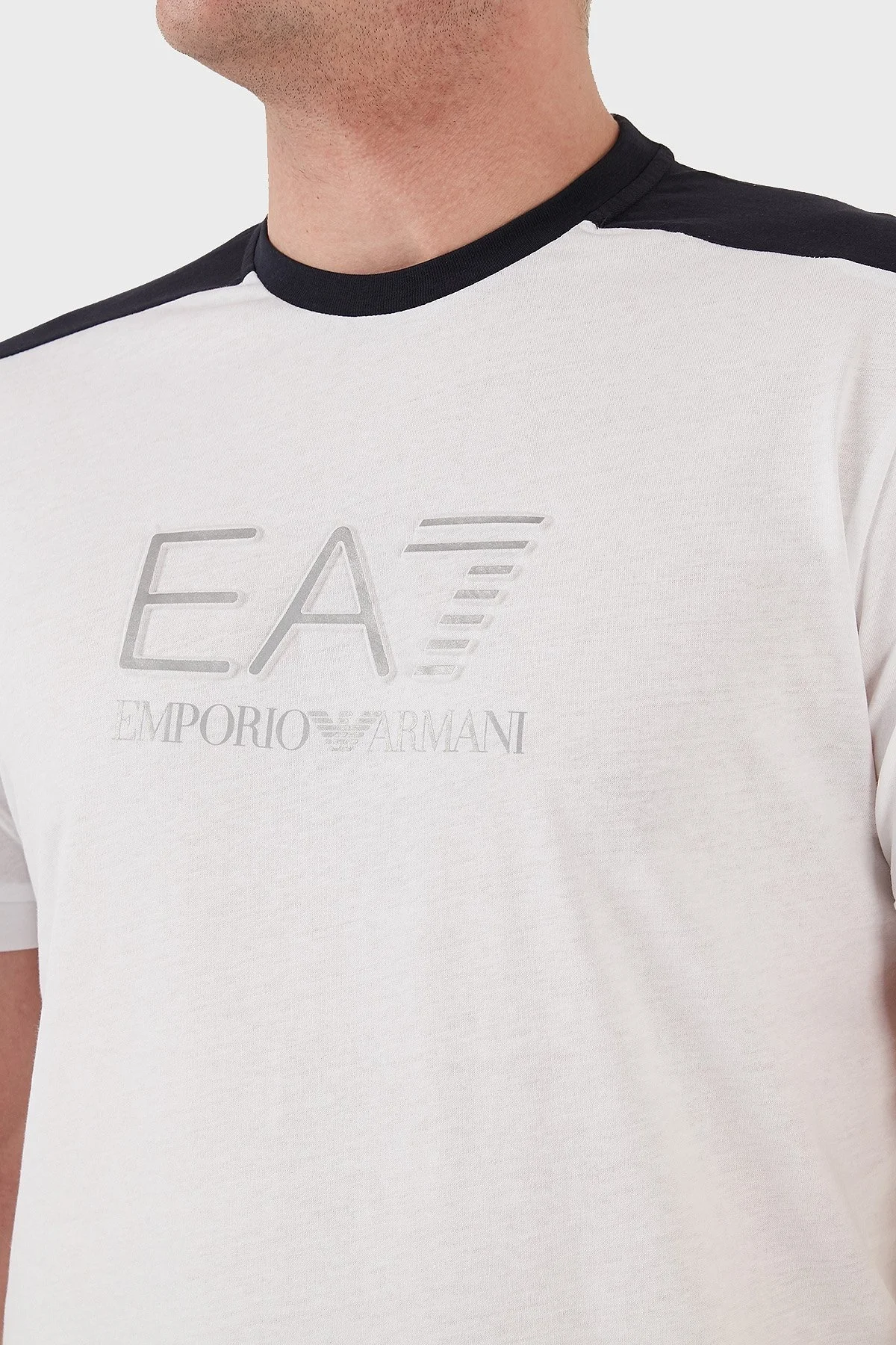 EA7 % 100 Pamuklu Regular Fit Bisiklet Yaka Erkek T Shirt 6LPT06 PJ02Z 1100 BEYAZ - 3