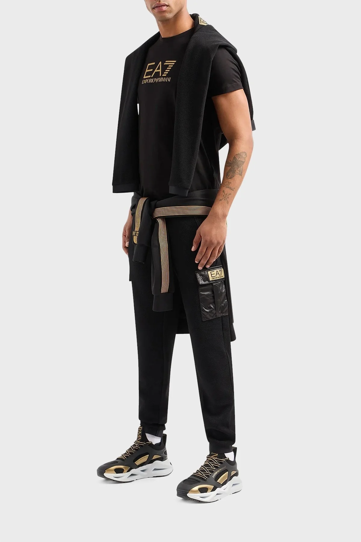 EA7 % 100 Pamuklu Regular Fit Erkek T Shirt 3DPT08 PJM9Z 1200 SİYAH - 1