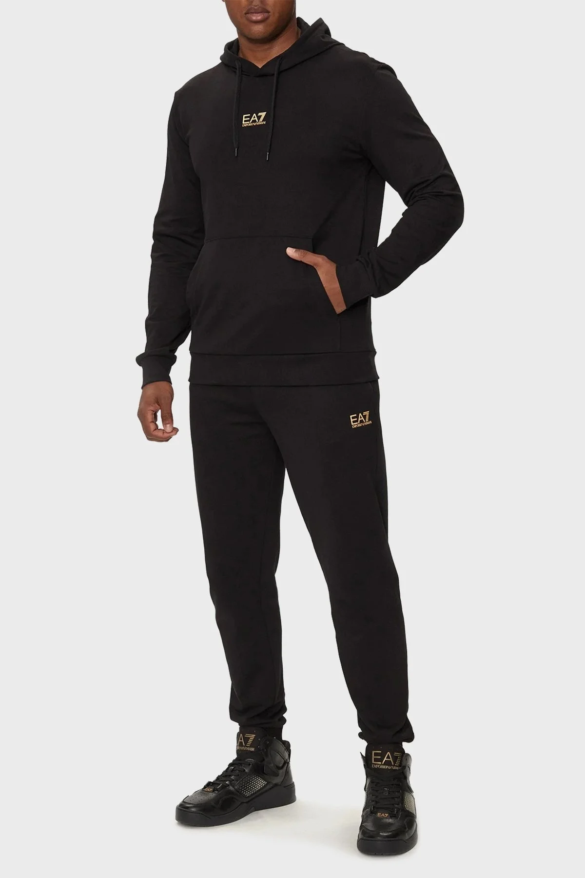 EA7 % 100 Pamuklu Regular Fit Kapüşonlu Erkek Sweat 8NPM32 PJVRZ 0208 SİYAH - 3