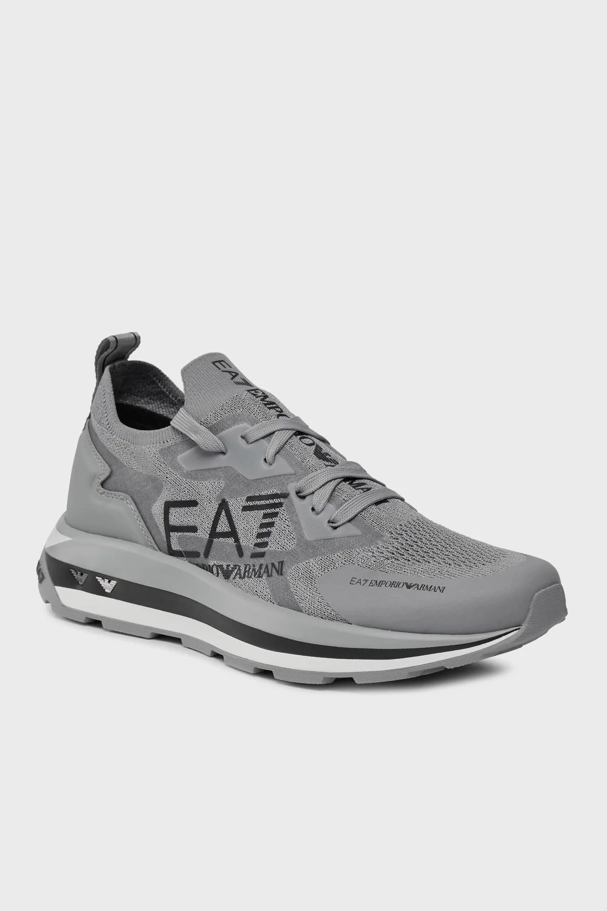 EA7 Bağcıklı Logolu Sneaker Unisex Ayakkabı X8X113 XK269 T531 GRİ-SİYAH - 5