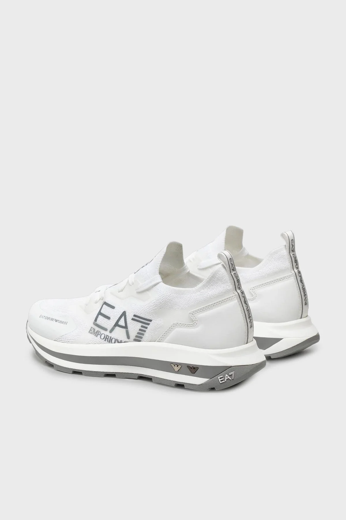 EA7 Bağcıklı Logolu Sneaker Unisex Ayakkabı X8X113 XK269 T542 BEYAZ-GRİ - 3