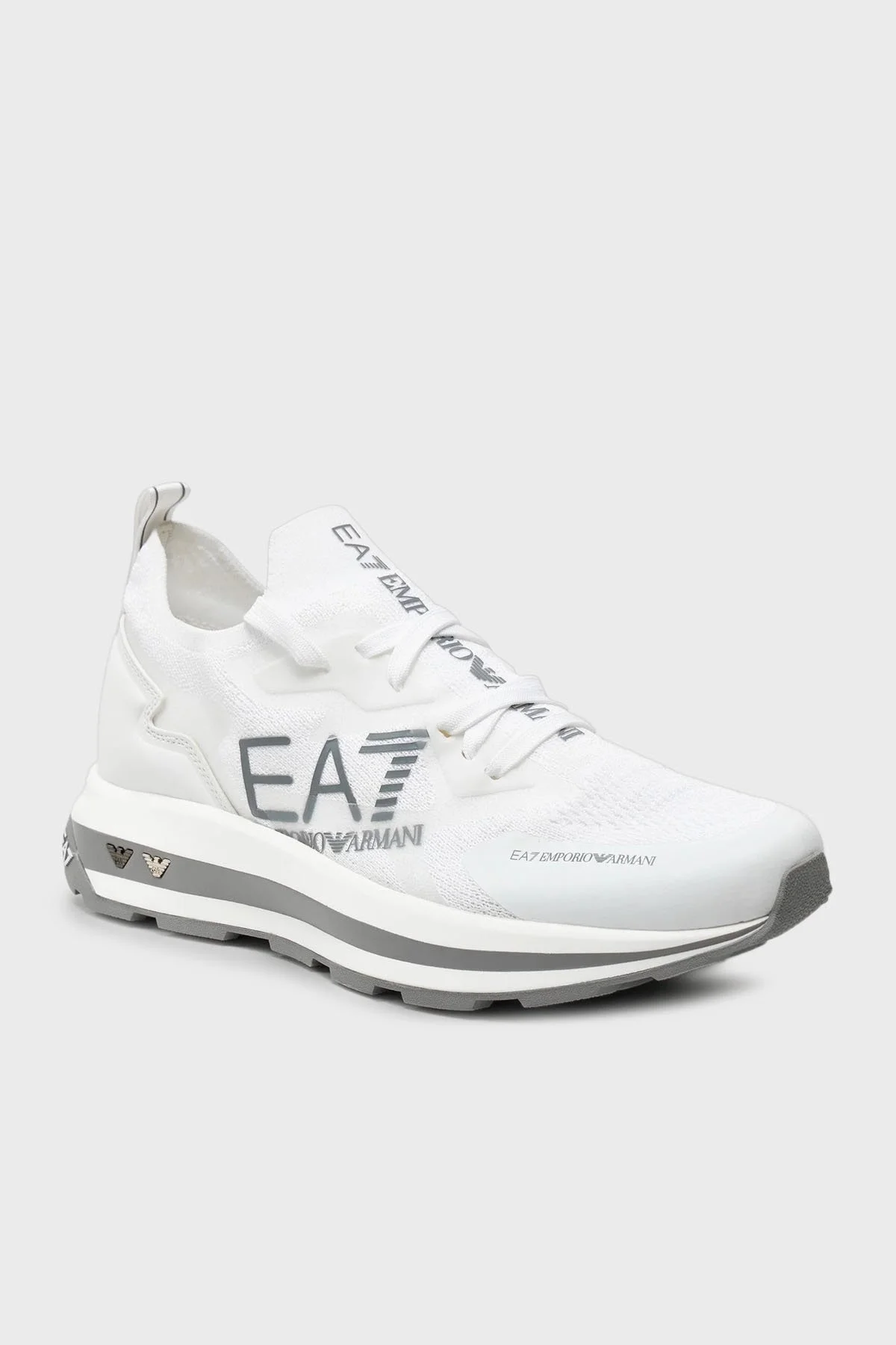 EA7 Bağcıklı Logolu Sneaker Unisex Ayakkabı X8X113 XK269 T542 BEYAZ-GRİ - 11