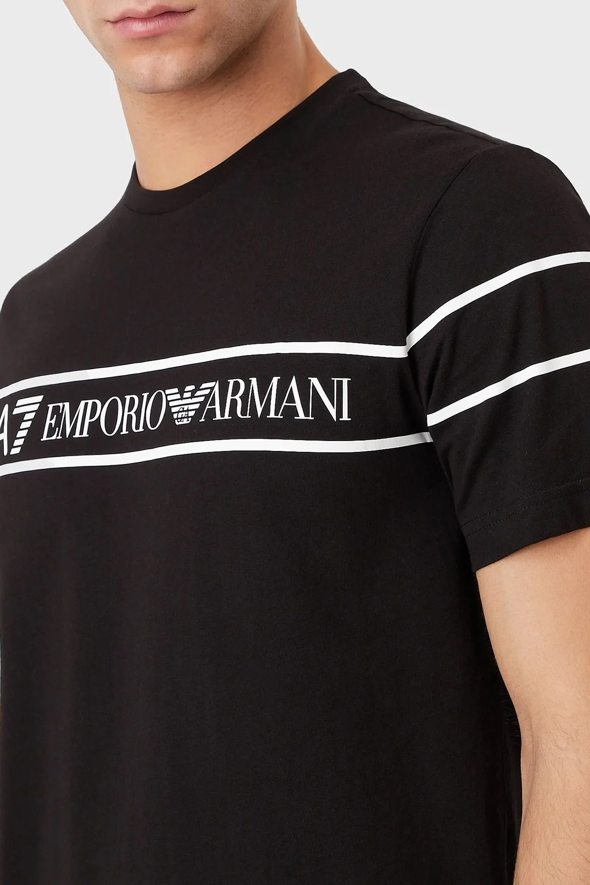 EA7 Baskılı % 100 Pamuk Regular Fit Bisiklet Yaka Erkek T Shirt 3RPT46 PJ02Z 0200 SİYAH - 2