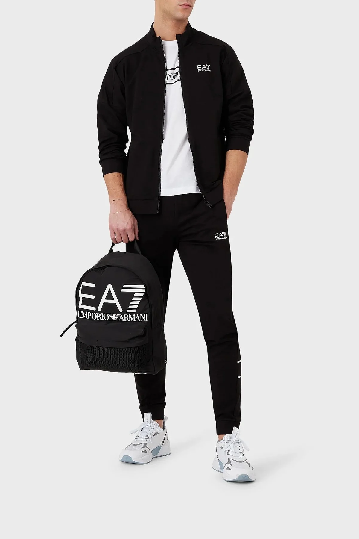 EA7 Baskılı % 100 Pamuk Regular Fit Bisiklet Yaka Erkek T Shirt 3RPT46 PJ02Z 1100 BEYAZ - 3