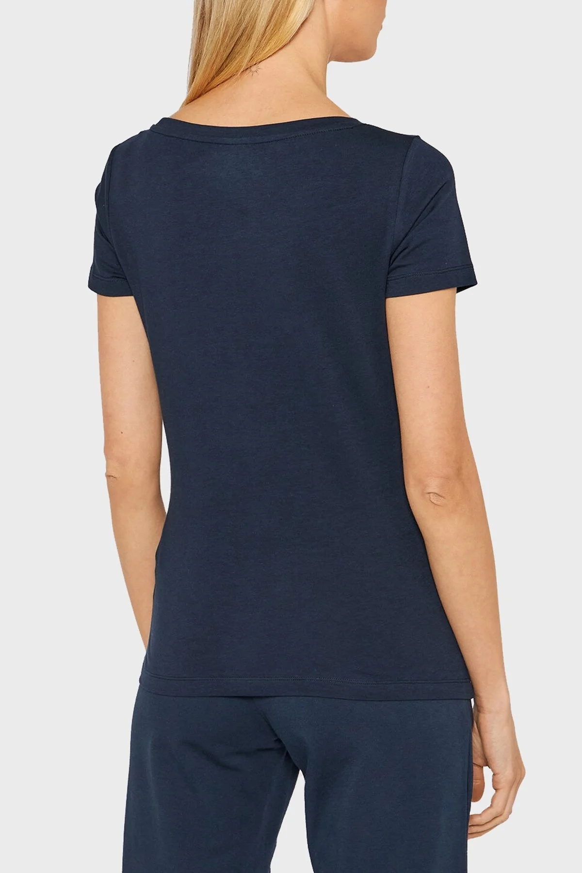 EA7 Baskılı Regular Fit Bisiklet Yaka Pamuklu Bayan T Shirt 3LTT16 TJCRZ 1554 LACİVERT - 4