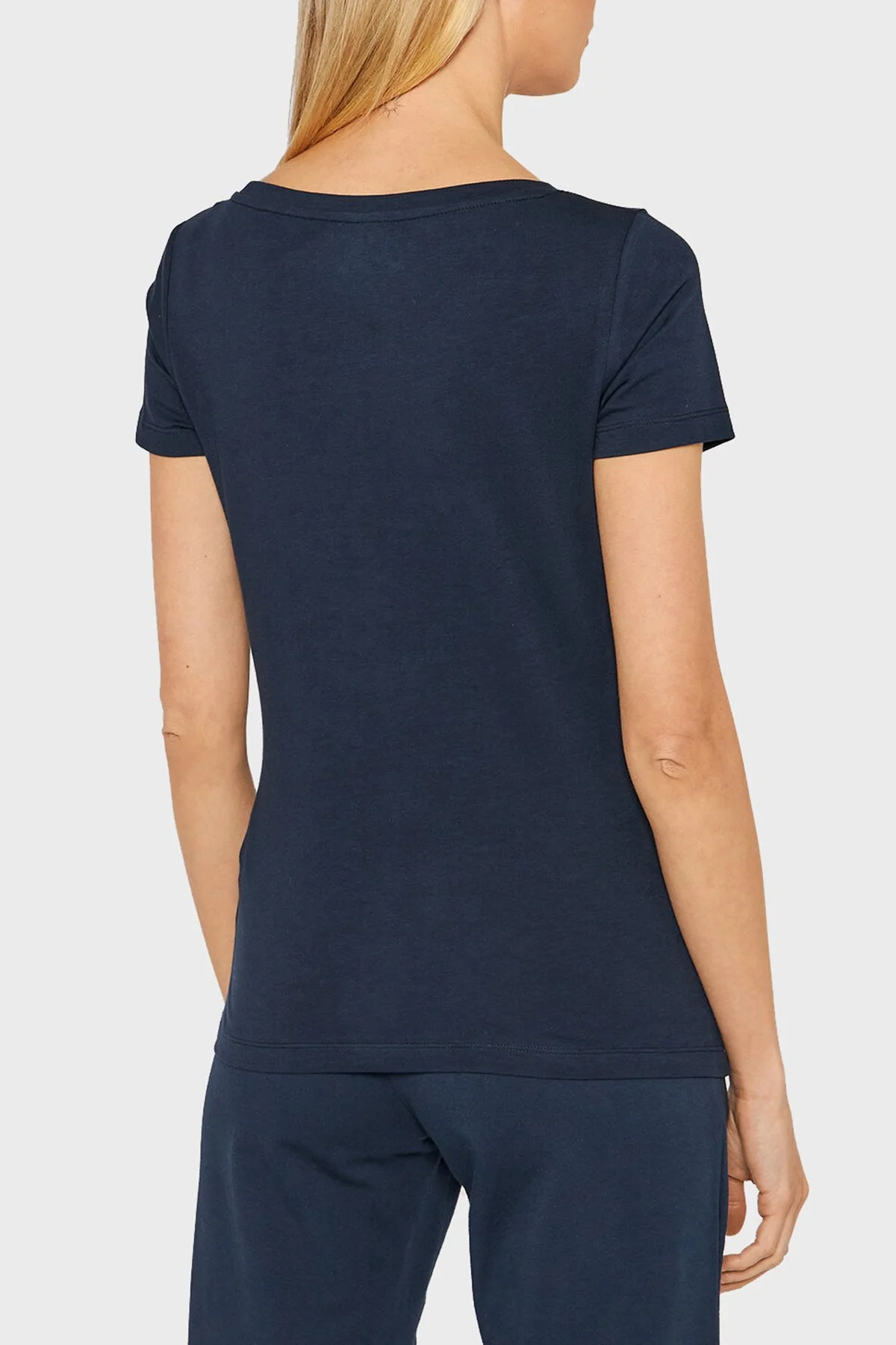 EA7 Baskılı Regular Fit Bisiklet Yaka Pamuklu Kadın T Shirt 3LTT16 TJCRZ 1554 LACİVERT - 4