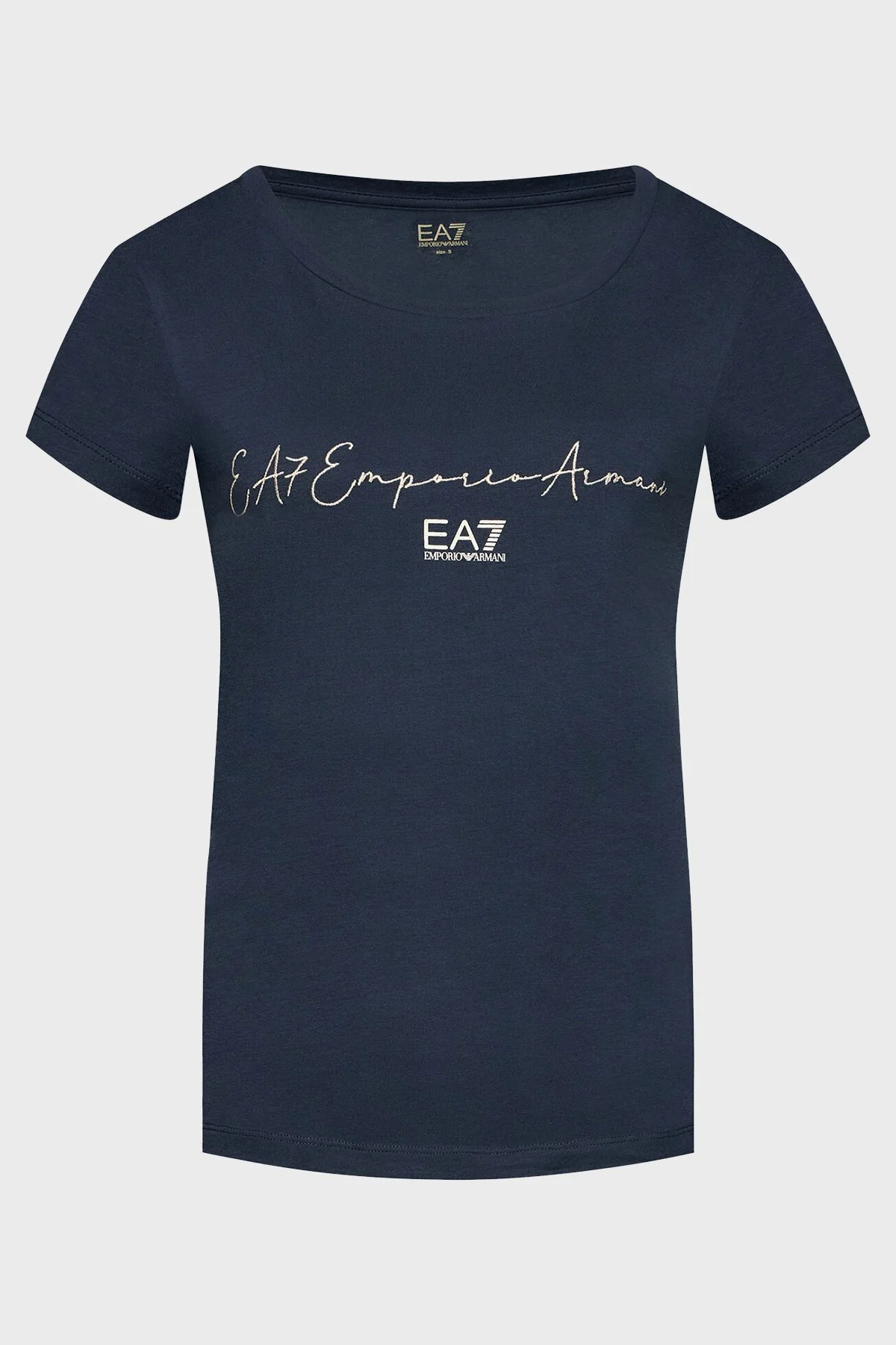 EA7 Baskılı Regular Fit Bisiklet Yaka Pamuklu Kadın T Shirt 3LTT16 TJCRZ 1554 LACİVERT - 5