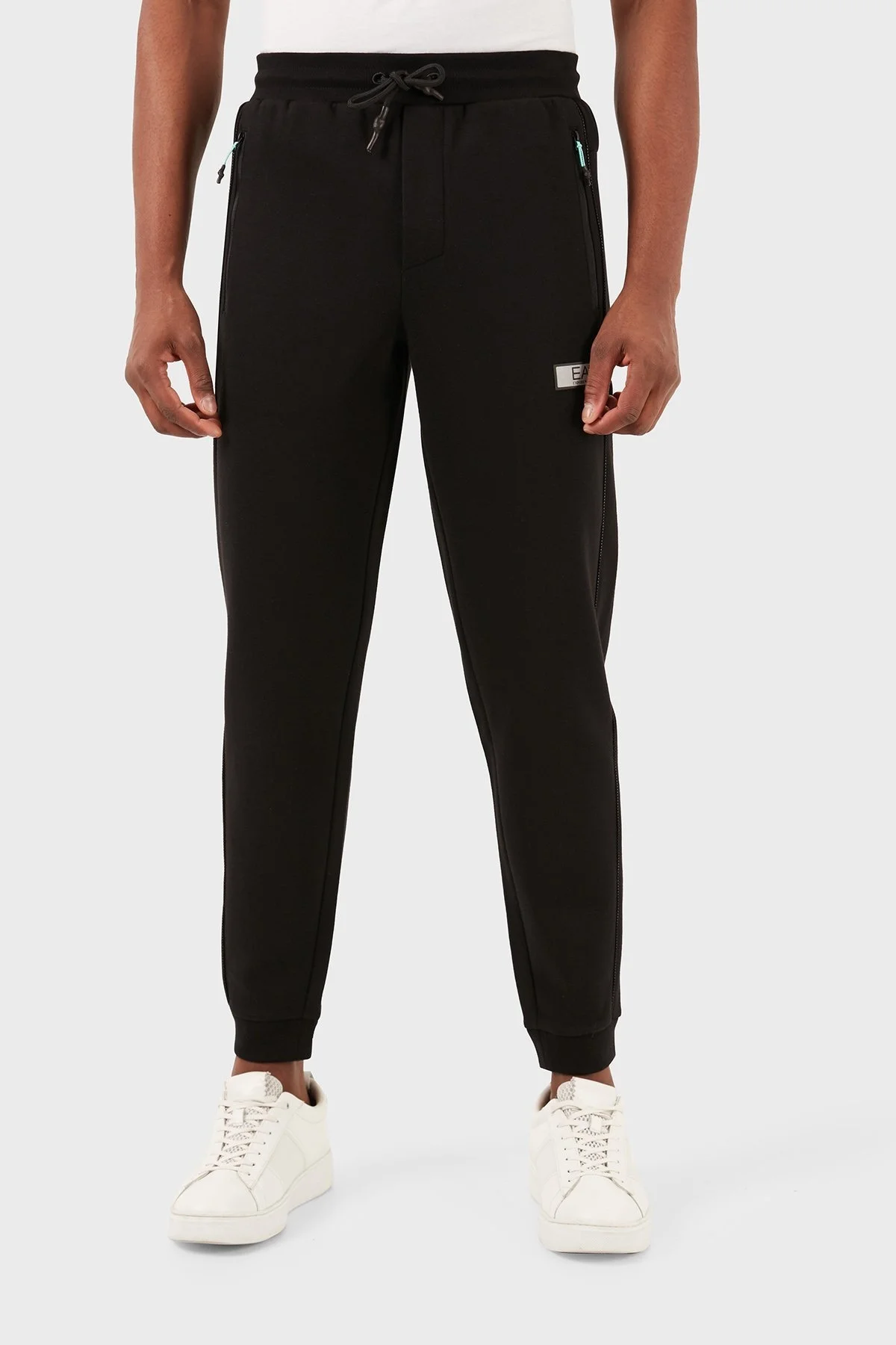 EA7 Belden Bağlamalı Cepli Pamuk Karışımlı Spor Erkek Pantolon 3DPP71 PJUWZ 1200 SİYAH - 5