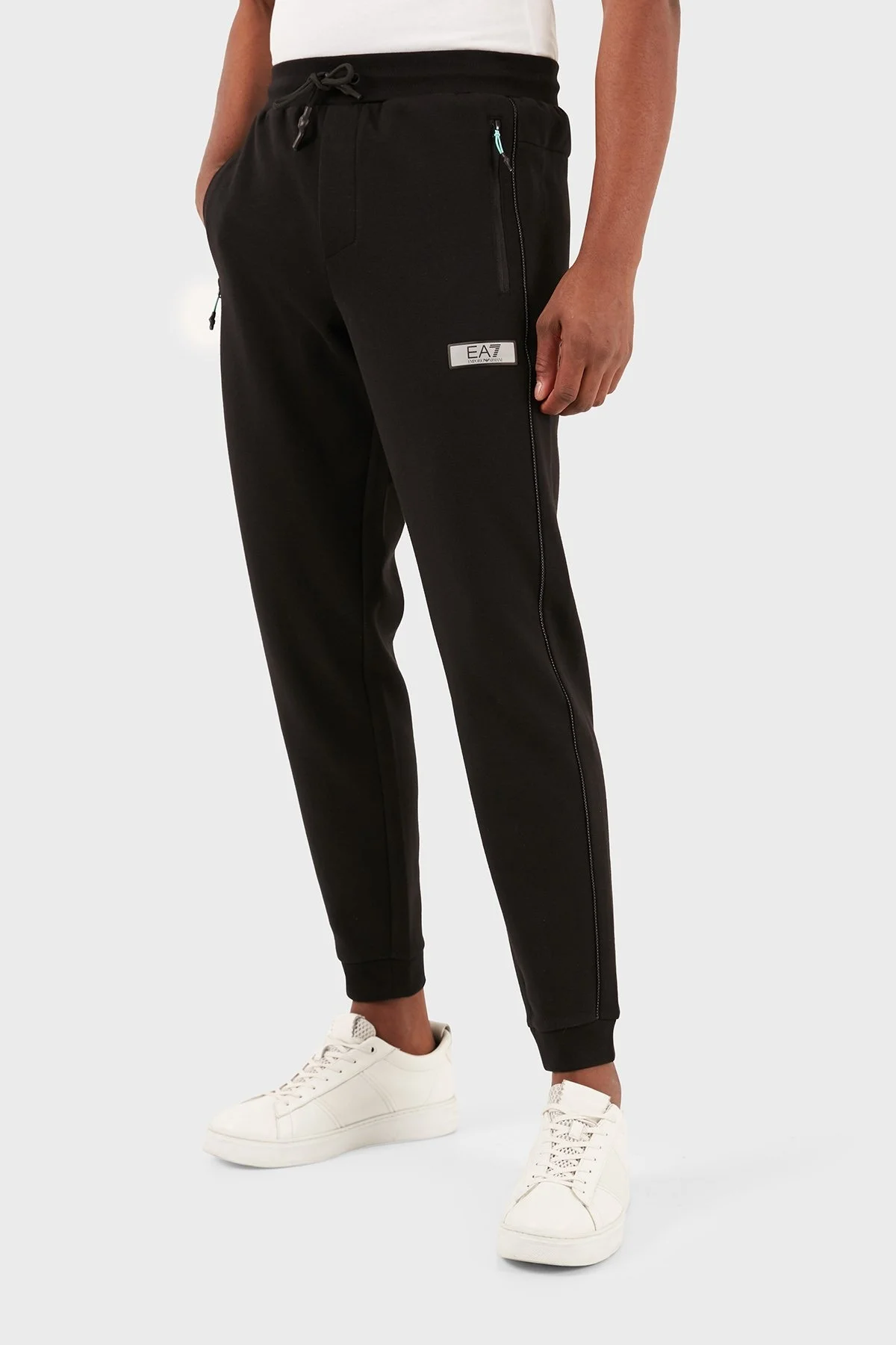 EA7 Belden Bağlamalı Cepli Pamuk Karışımlı Spor Erkek Pantolon 3DPP71 PJUWZ 1200 SİYAH - 7
