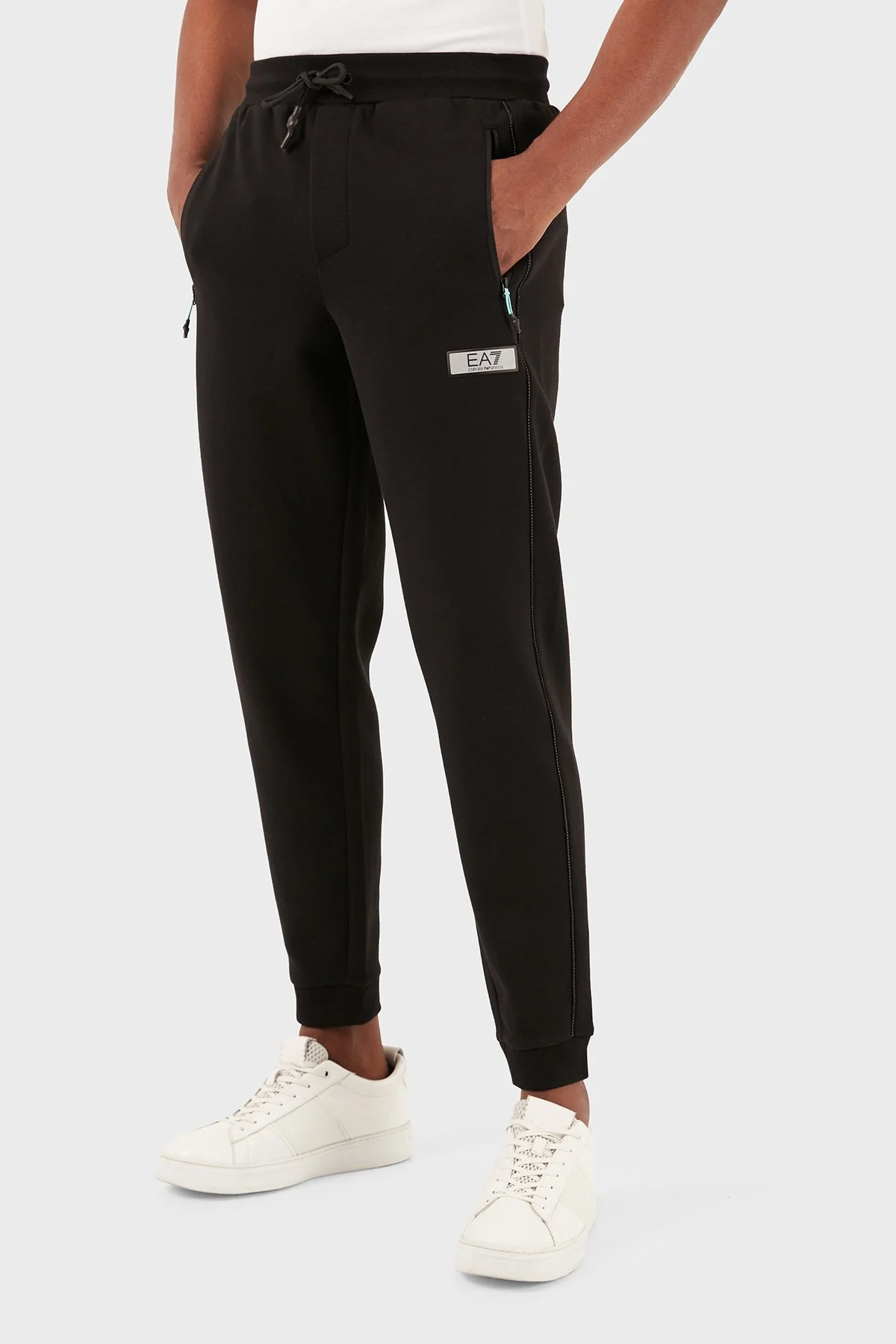 EA7 Belden Bağlamalı Cepli Pamuk Karışımlı Spor Erkek Pantolon 3DPP71 PJUWZ 1200 SİYAH - 12