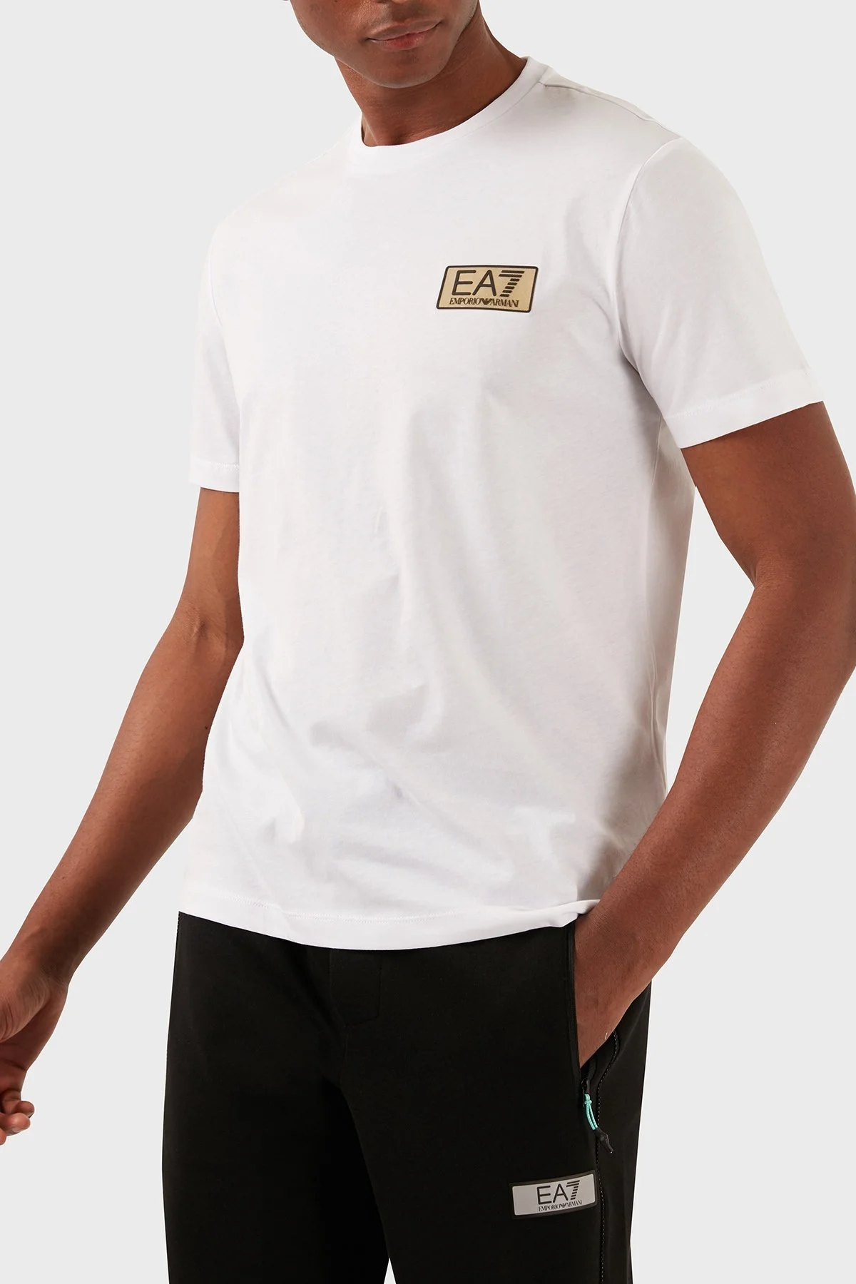 EA7 Bisiklet Yaka % 100 Pamuk Regular Fit Erkek T Shirt 3DPT07 PJM9Z 1100 BEYAZ - 4