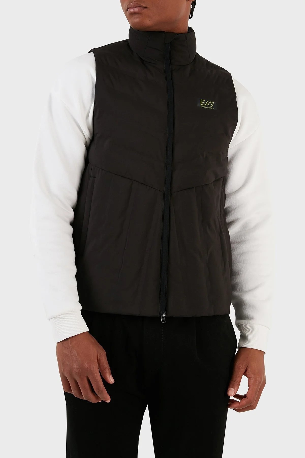 EA7 Cepli Fermuarlı Dik Yaka Dolgulu Şişme Erkek Yelek 6RPQ04 PN8MZ 1200 SİYAH - 1
