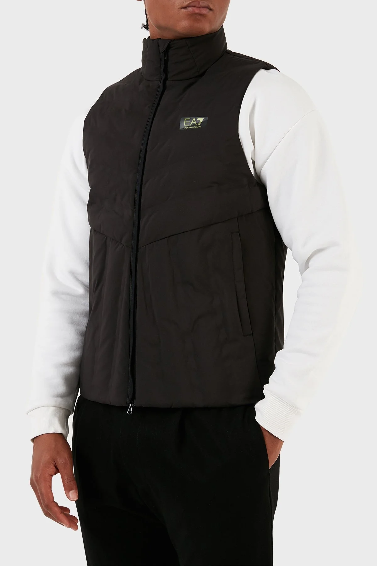 EA7 Cepli Fermuarlı Dik Yaka Dolgulu Şişme Erkek Yelek 6RPQ04 PN8MZ 1200 SİYAH - 3