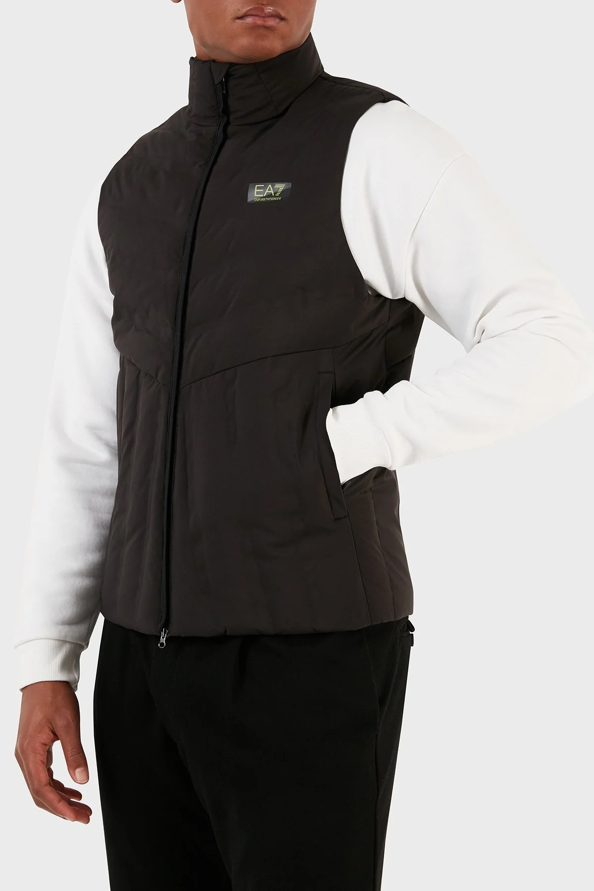 EA7 Cepli Fermuarlı Dik Yaka Dolgulu Şişme Erkek Yelek 6RPQ04 PN8MZ 1200 SİYAH - 6