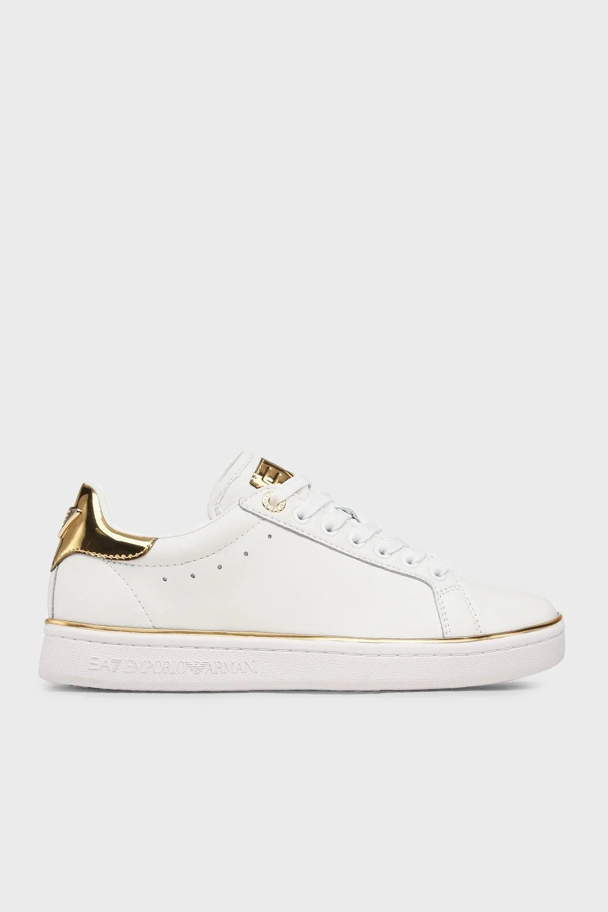 EA7 Deri Sneaker Bayan Ayakkabı X7X009 XK329 R579 BEYAZ-GOLD - 1