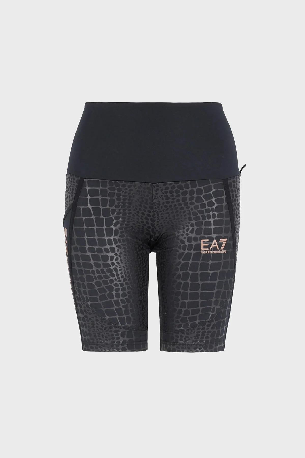 EA7 Desenli Streç Dokulu Yüksek Bel Dizüstü Bayan Short 3RTS58 TJNRZ 2223 SİYAH - 4