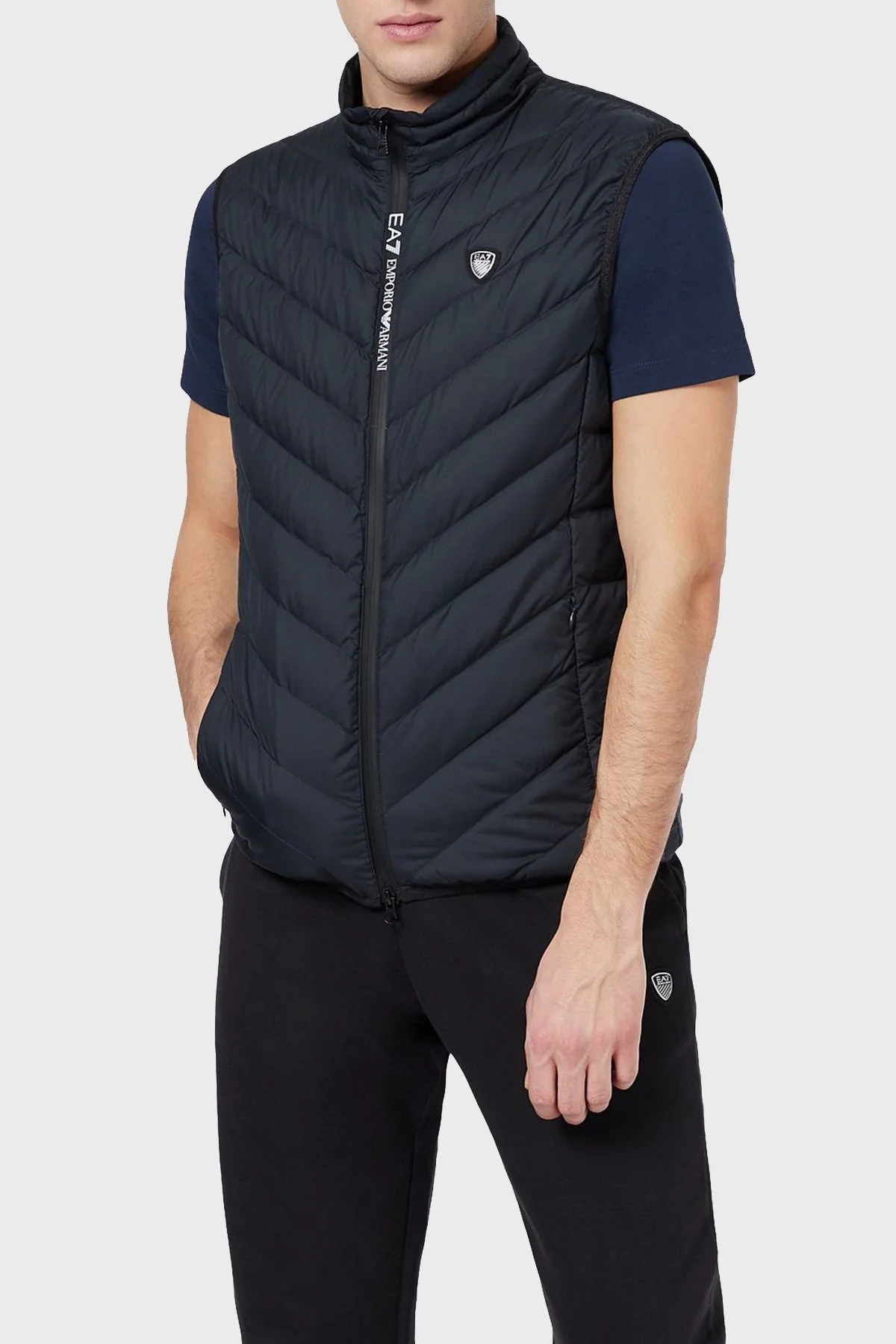 EA7 Dik Yaka Cepli Erkek Yelek 8NPQ03 PNE1Z 1578 LACİVERT - 1