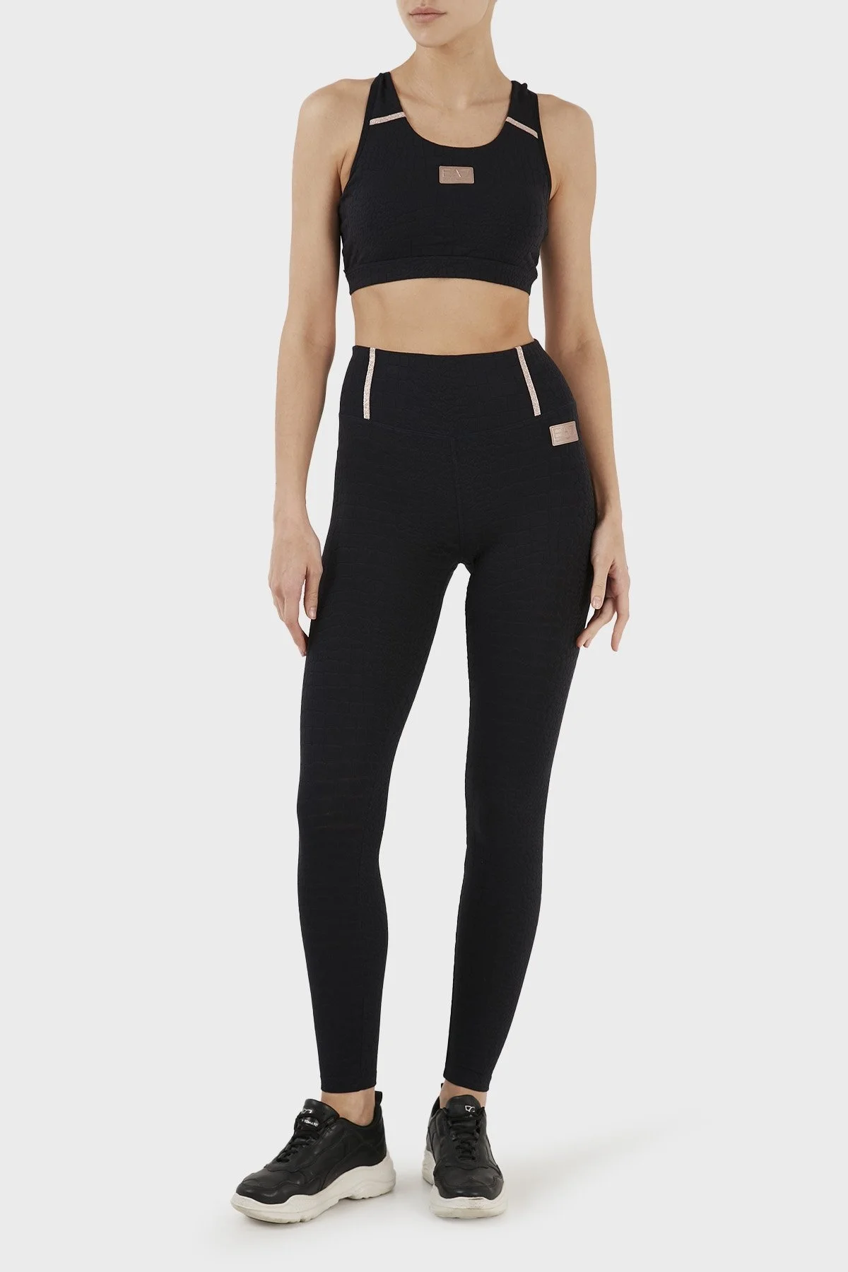 EA7 Dokulu Yüksek Bel Slim Fit Bayan Tayt 3RTP51 TJKEZ 1200 SİYAH - 1