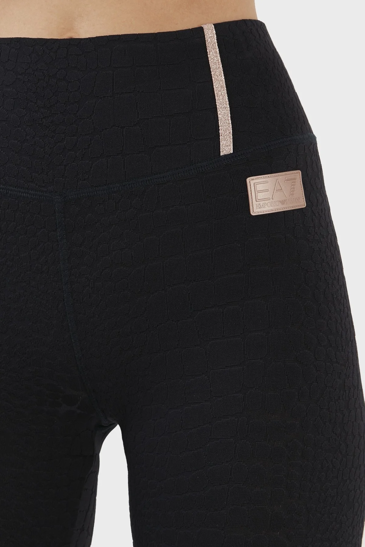 EA7 Dokulu Yüksek Bel Slim Fit Bayan Tayt 3RTP51 TJKEZ 1200 SİYAH - 5