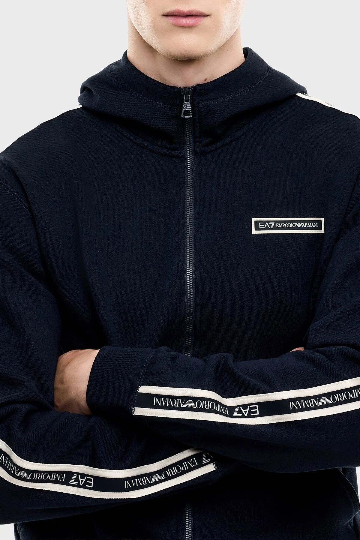 EA7 Pamuklu Regular Fit Kapüşonlu Erkek Sweat 7M002197 AF10377 UB102 Lacivert - 3