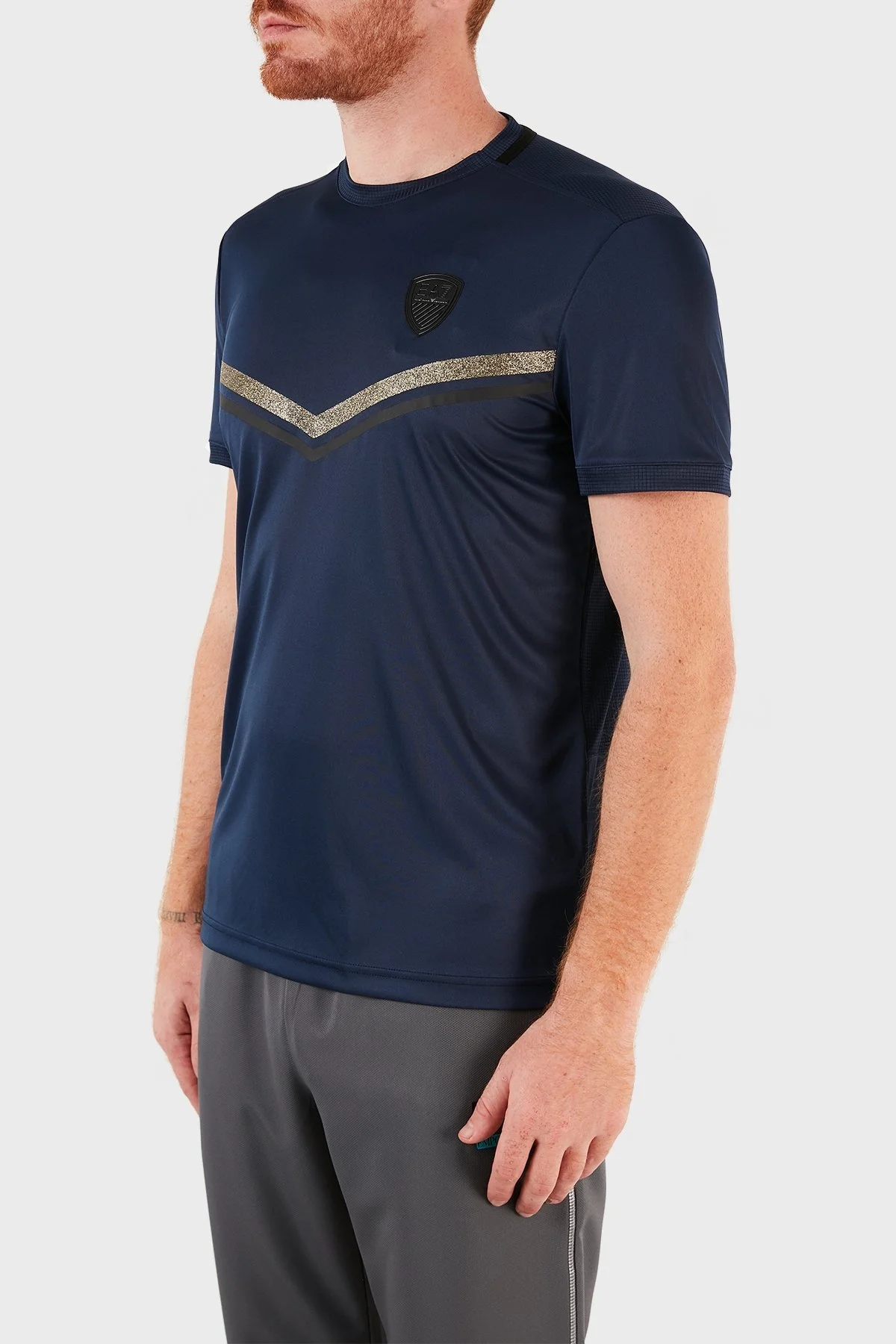 EA7 Logolu Bisiklet Yaka Erkek T Shirt S 3KPT40 PJ8TZ 1554 LACİVERT - 3