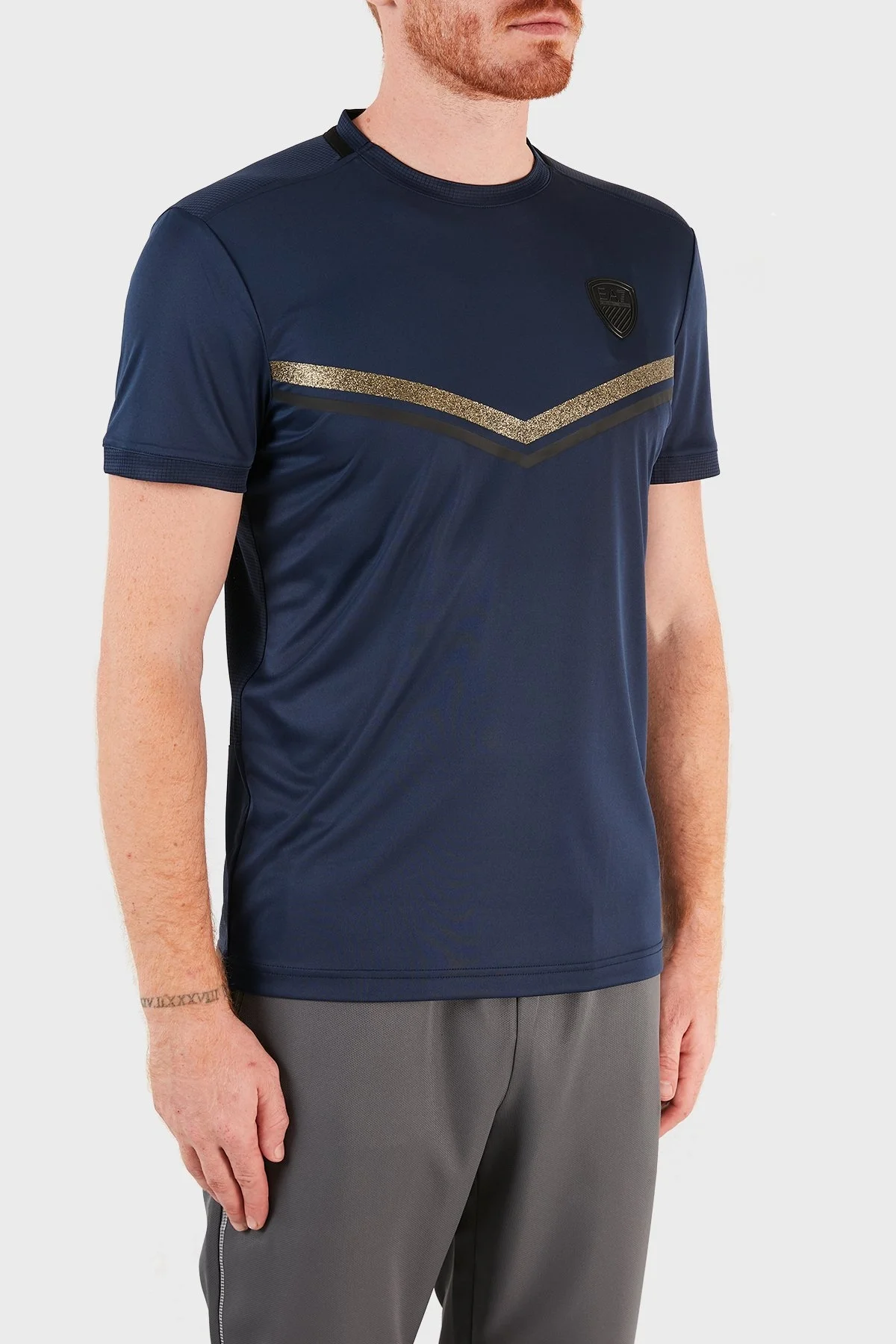 EA7 Logolu Bisiklet Yaka Erkek T Shirt S 3KPT40 PJ8TZ 1554 LACİVERT - 4