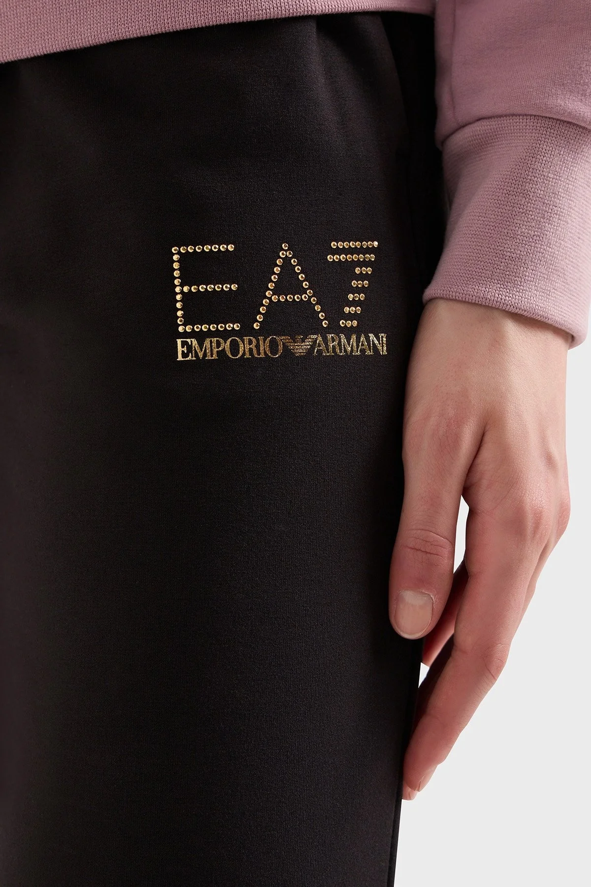 EA7 Fermuarlı Cepli Regular Fit Kapüşonlu Bayan Eşofman Takımı 8NTV51 TJ9RZ 23BC MOR-SİYAH - 9