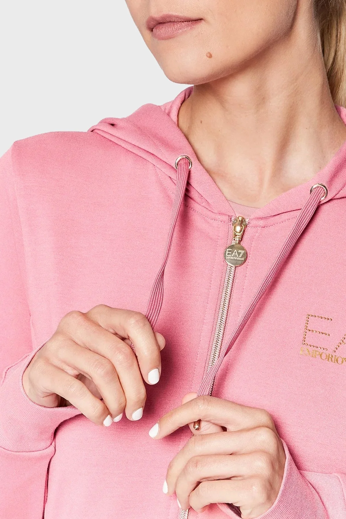 EA7 Fermuarlı Cepli Regular Fit Kapüşonlu Bayan Eşofman Takımı 8NTV51 TJ9RZ 24BD PEMBE - 12