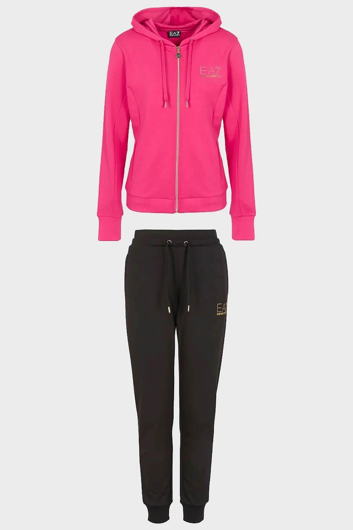 EA7 Fermuarlı Cepli Regular Fit Kapüşonlu Bayan Eşofman Takımı 8NTV51 TJ9RZ 24GA FUŞYA - 12