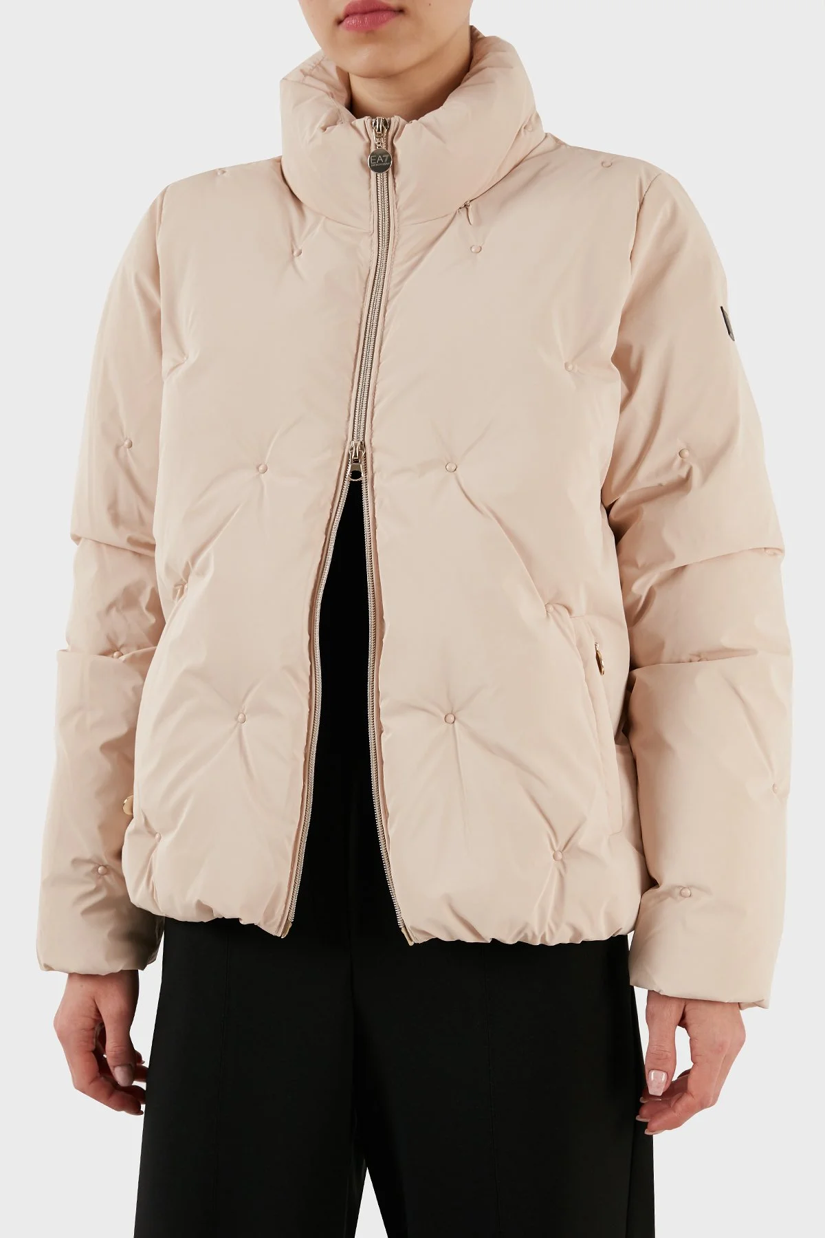 EA7 Gizli Kapüşonlu Dik Yaka Regular Fit Şişme Kadın Mont 6RTB34 TNDMZ 1707 PUDRA - 3