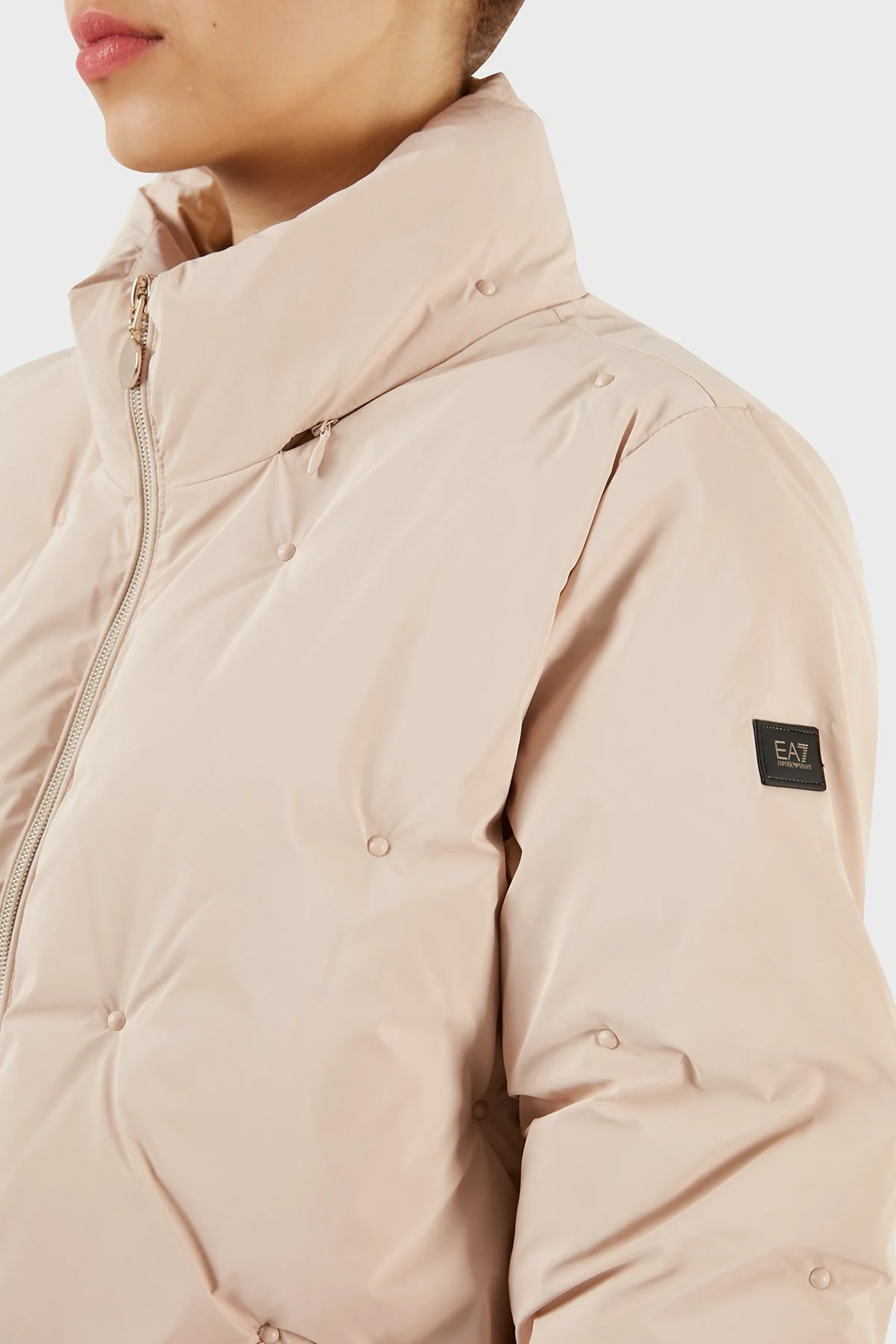 EA7 Gizli Kapüşonlu Dik Yaka Regular Fit Şişme Kadın Mont 6RTB34 TNDMZ 1707 PUDRA - 7
