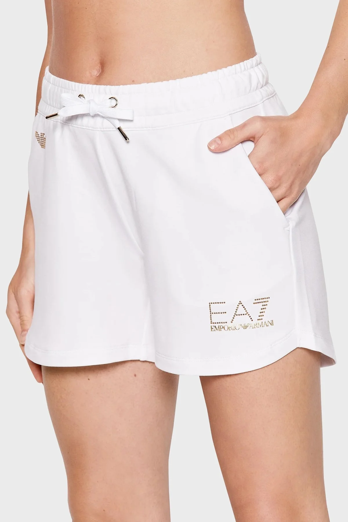 EA7 İnce Esnek Dokulu Regular Fit Cepli Bayan Short 3RTS63 TJ9RZ 1100 BEYAZ - 1