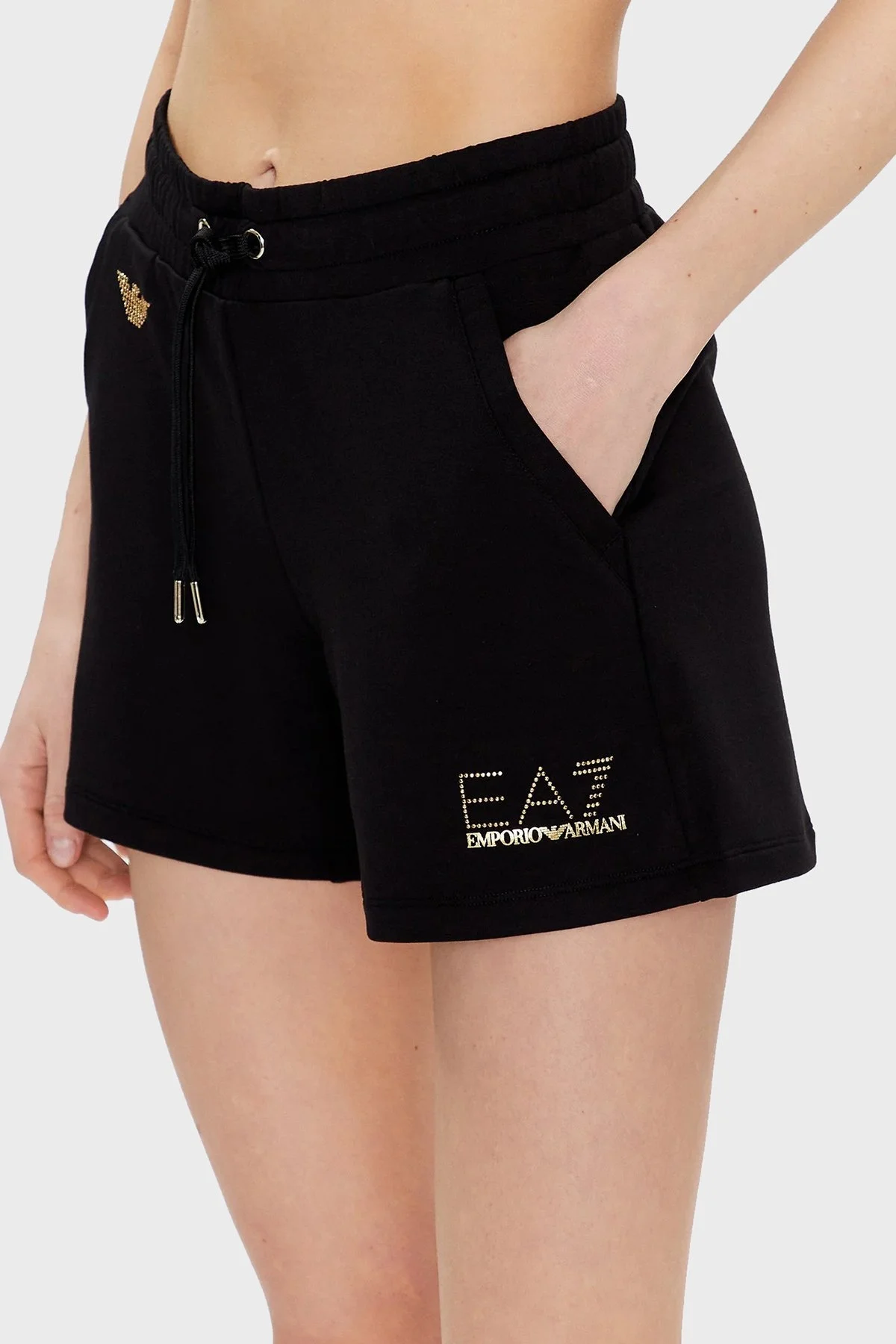 EA7 İnce Esnek Dokulu Regular Fit Cepli Bayan Short 3RTS63 TJ9RZ 1200 SİYAH - 2