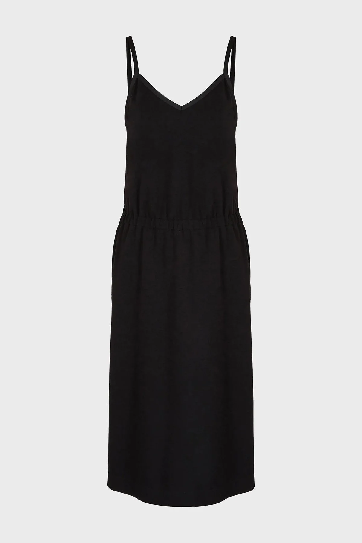 EA7 İp Askılı V Yaka Yırtmaçlı Midi Bayan Elbise 3DTA67 TJUDZ 1200 SİYAH - 5