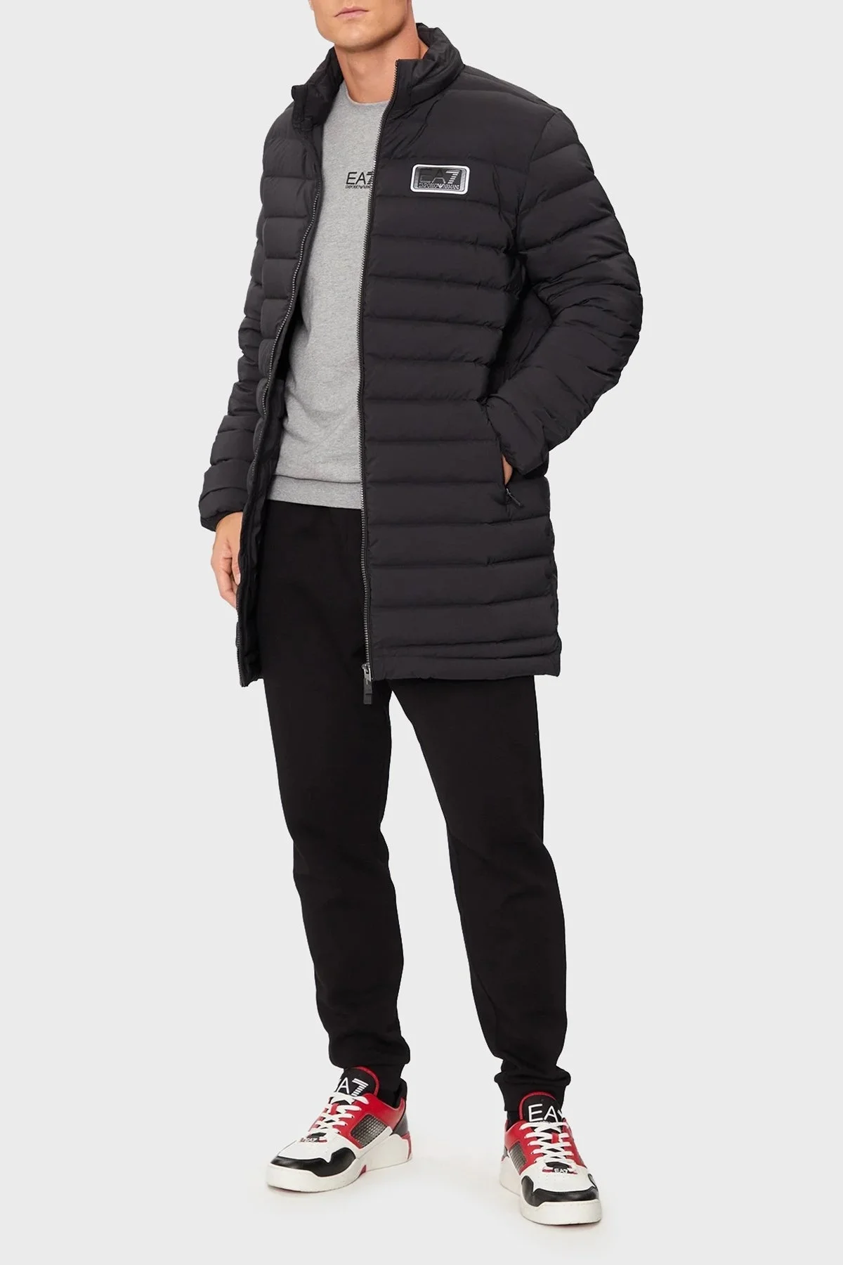 EA7 Kapitoneli Regular Fit Kuş Tüyü Dolgulu Gizli Kapüşonlu Uzun Şişme Erkek Mont 6DPK12 PNHAZ 1200 SİYAH - 2