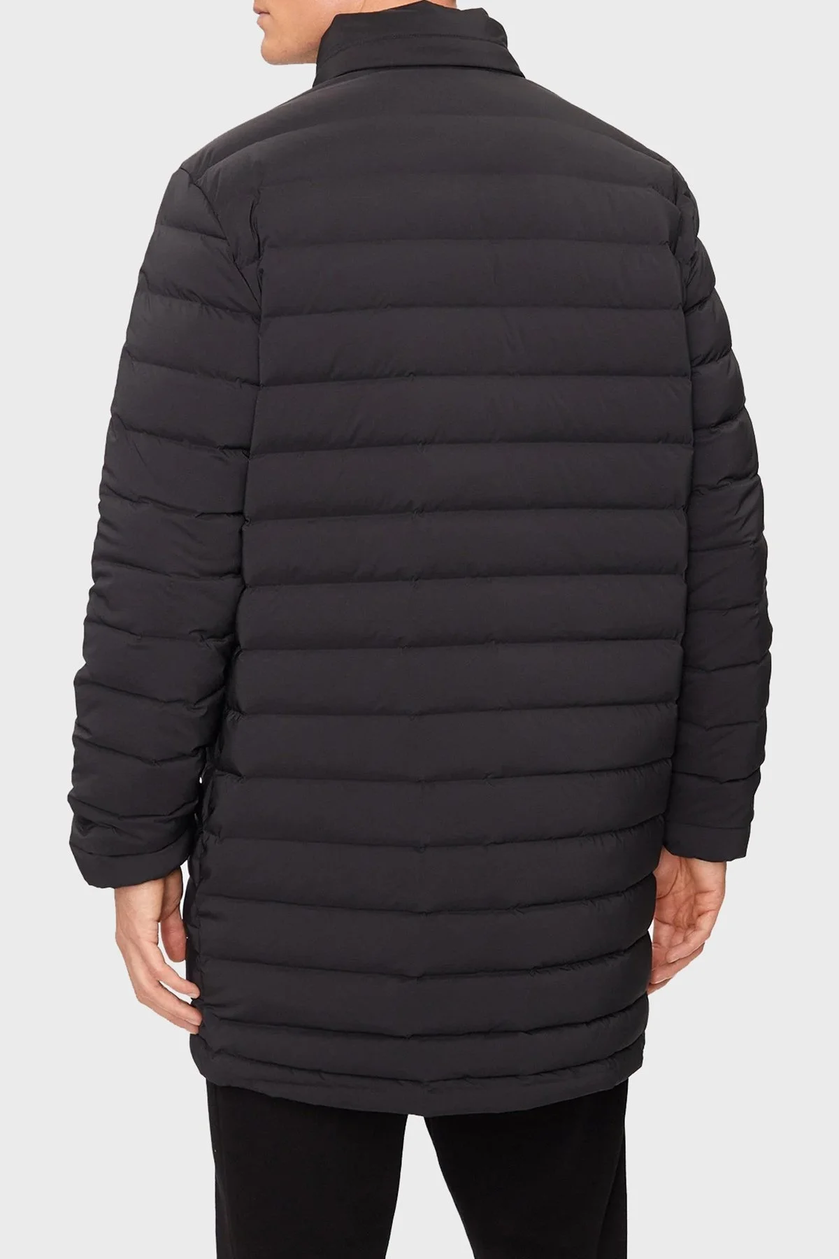 EA7 Kapitoneli Regular Fit Kuş Tüyü Dolgulu Gizli Kapüşonlu Uzun Şişme Erkek Mont 6DPK12 PNHAZ 1200 SİYAH - 3