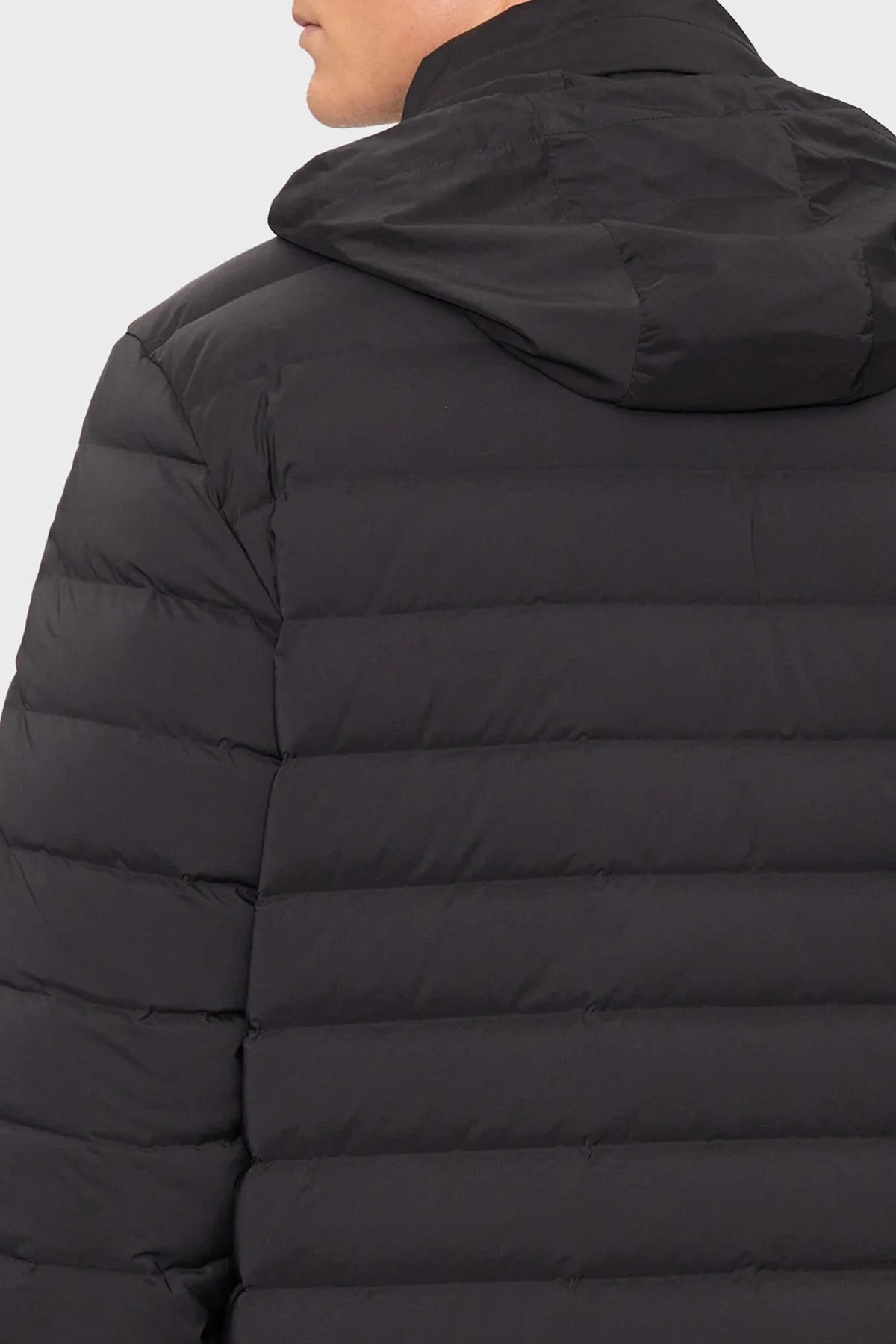 EA7 Kapitoneli Regular Fit Kuş Tüyü Dolgulu Gizli Kapüşonlu Uzun Şişme Erkek Mont 6DPK12 PNHAZ 1200 SİYAH - 4