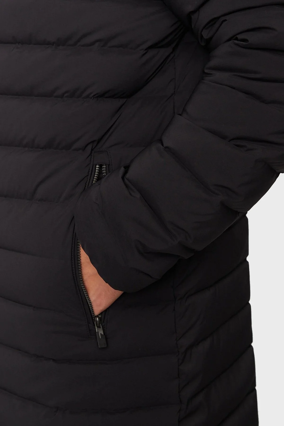 EA7 Kapitoneli Regular Fit Kuş Tüyü Dolgulu Gizli Kapüşonlu Uzun Şişme Erkek Mont 6DPK12 PNHAZ 1200 SİYAH - 7