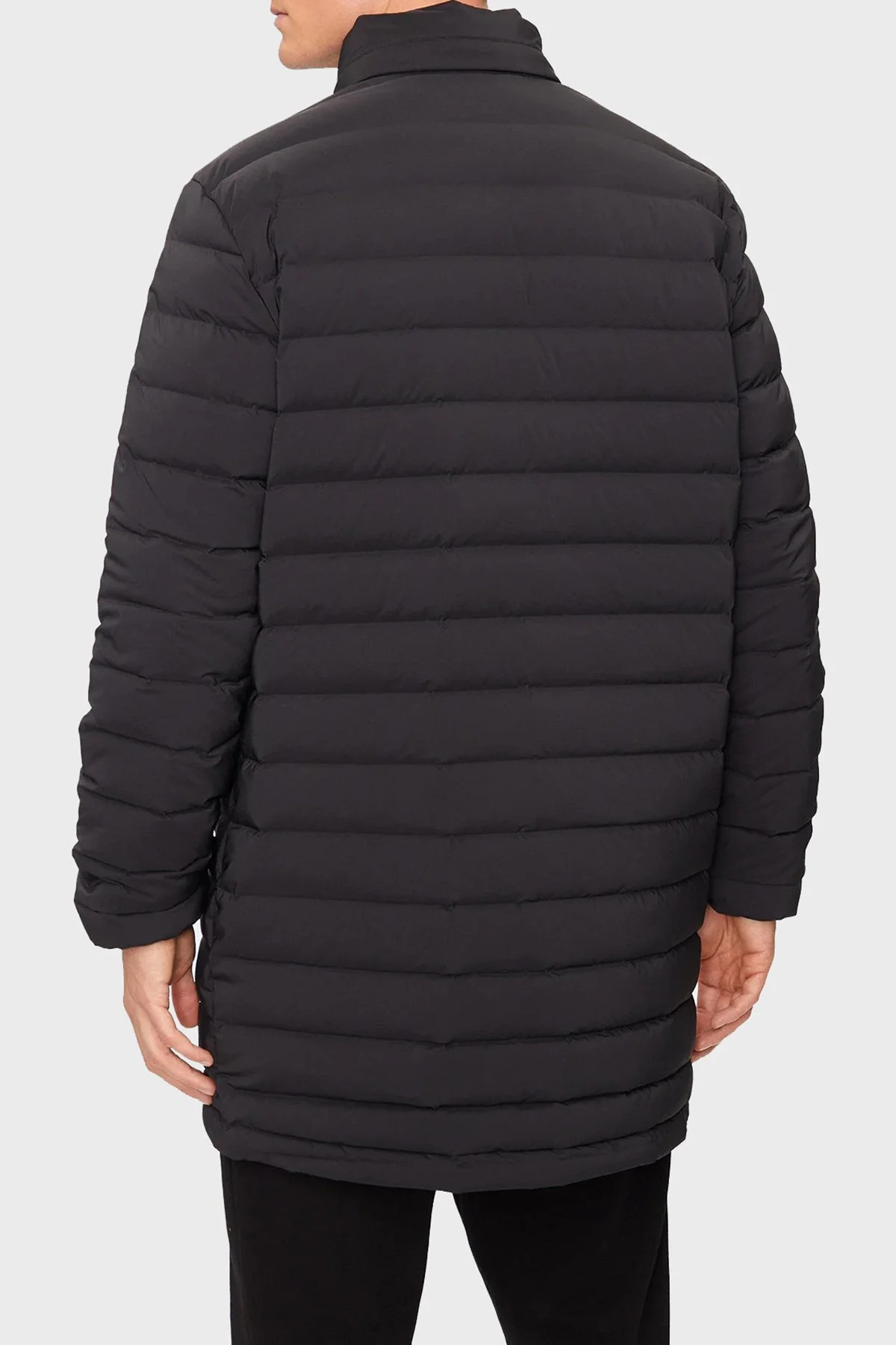EA7 Kapitoneli Regular Fit Kuş Tüyü Dolgulu Gizli Kapüşonlu Uzun Şişme Erkek Mont 6DPK12 PNHAZ 1200 SİYAH - 3