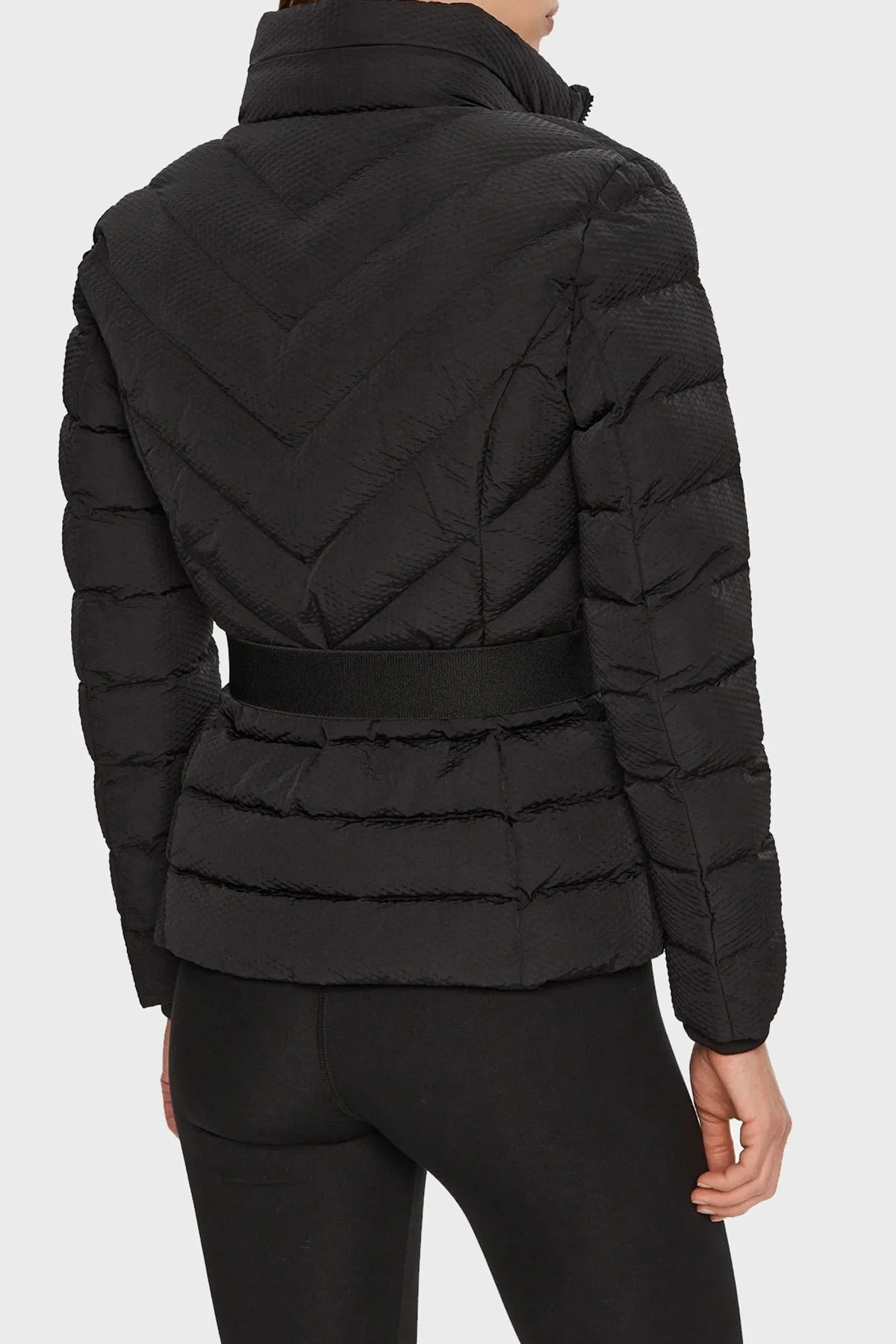 EA7 Kapitoneli Slim Fit Kemerli Gizli Kapüşonlu Şişme Bayan Mont 6DTB11 TNGCZ 1200 SİYAH - 4