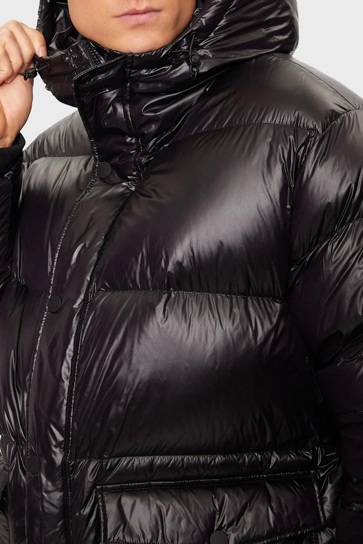 EA7 Kapitoneli Su İtici Rüzgar Geçirmez Oversize Fit Kapüşonlu Şişme Erkek Mont 6DPB31 PN2MZ 1200 SİYAH - 4