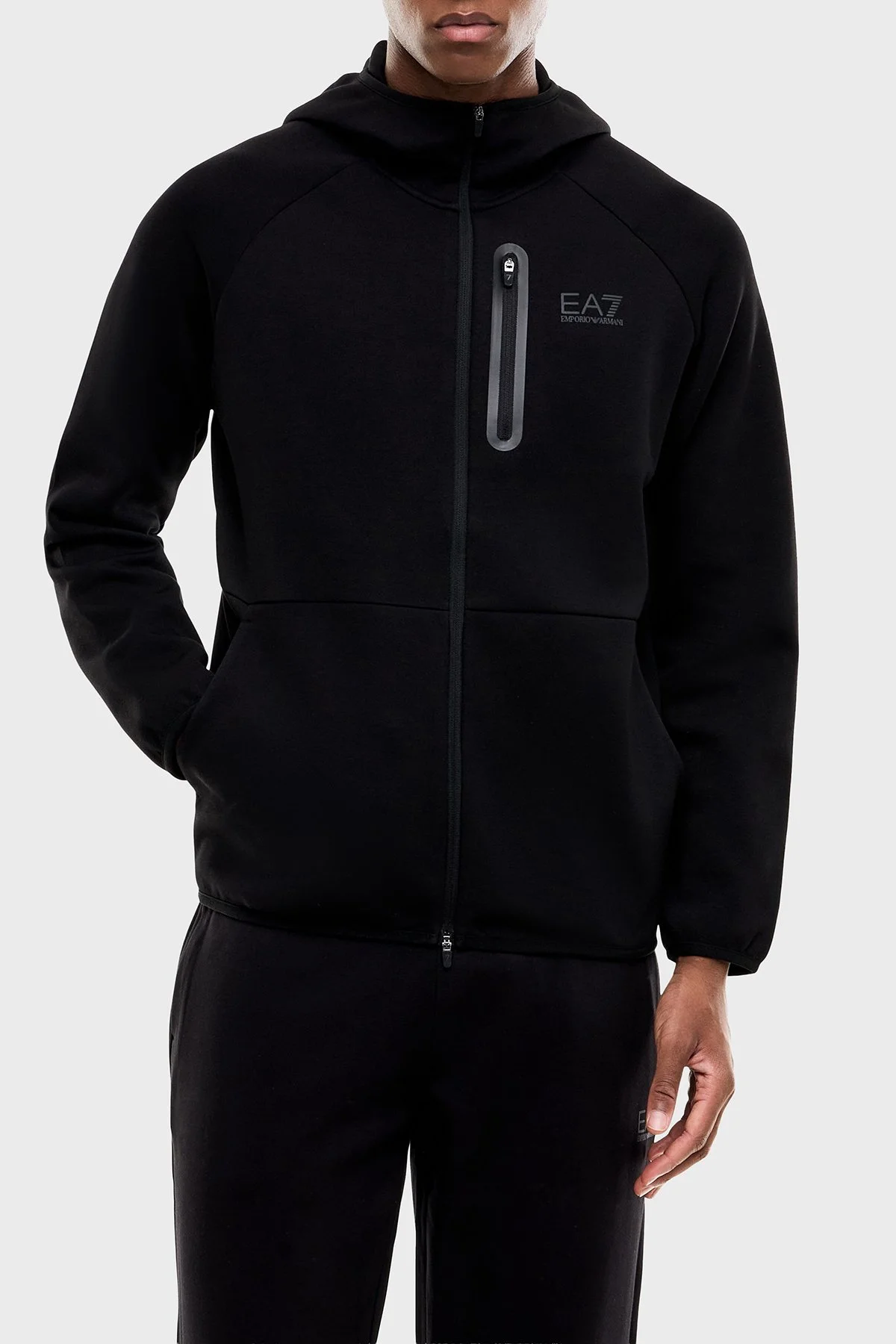 EA7 Kapüşonlu Regular Fit Dik Yaka Erkek Sweat 7M002517 AF20845 UC001 Siyah - 1