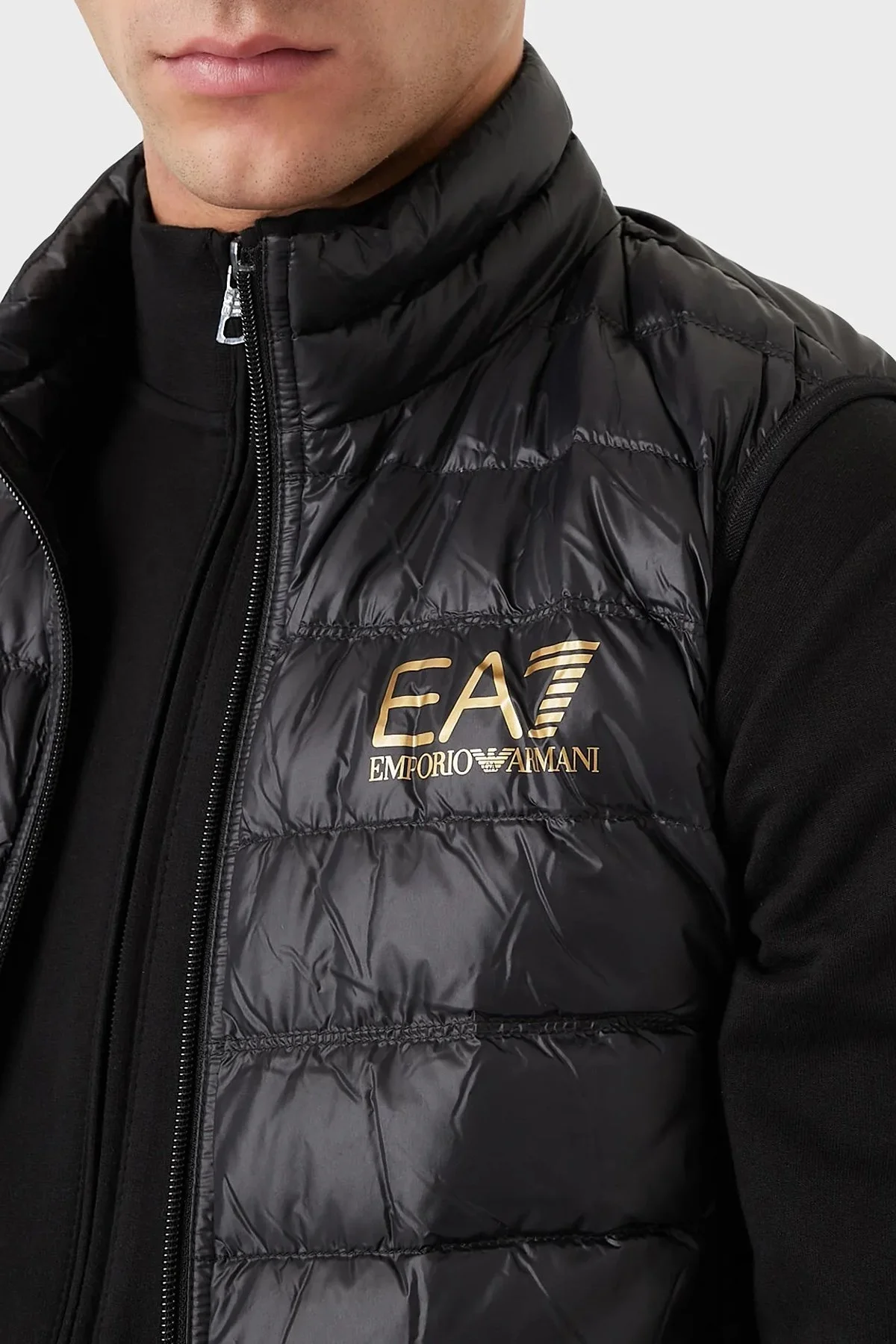 EA7 Kaz Tüyü Dolgulu Dik Yaka Erkek Yelek 8NPQ01 PN29Z 0208 SİYAH - 3