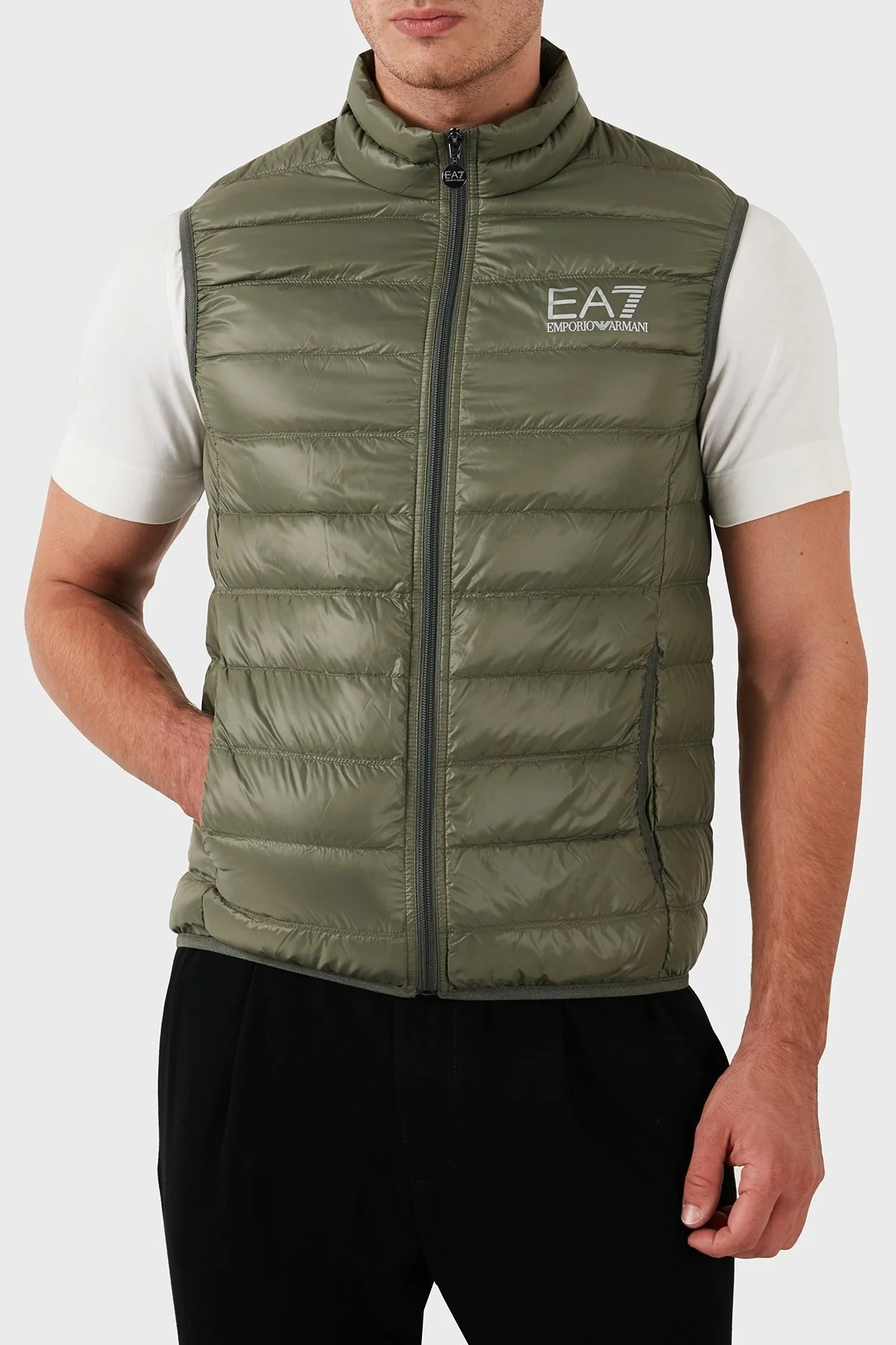 EA7 Kaz Tüyü Dolgulu Dik Yaka Erkek Yelek 8NPQ01 PN29Z 1846 YEŞİL - 4